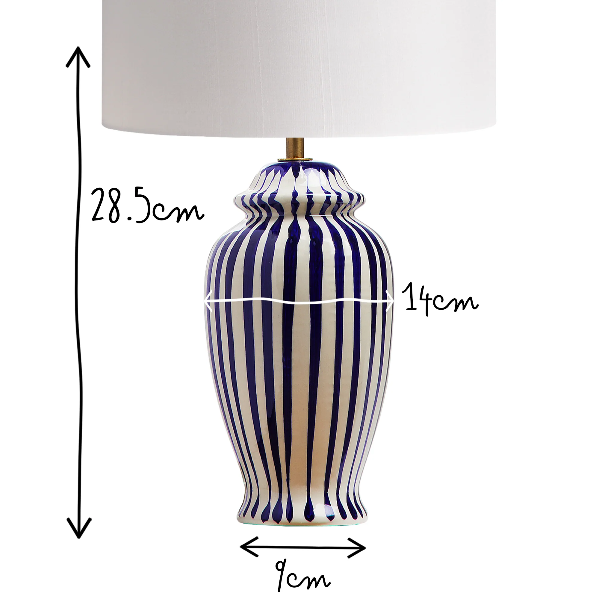 Smaller Lottie bedside lamp in a cobalt blue and stone glaze - Image 15
