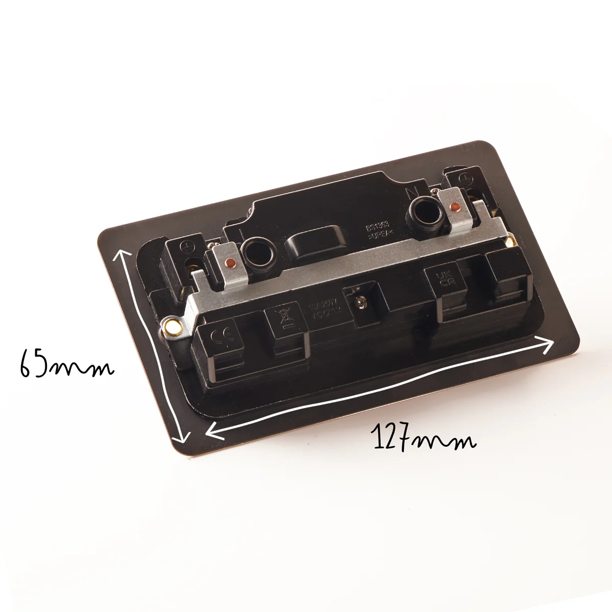Lucian double socket with black inserts in aged brass - Image 5