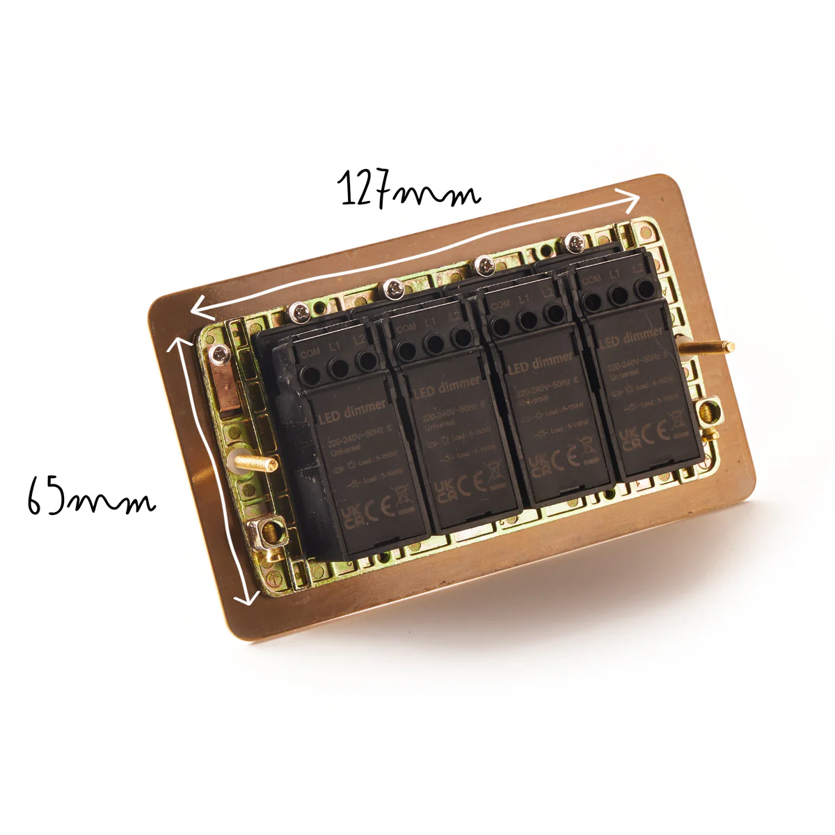 Lucian four gang dimmer switch in top brass - Image 5