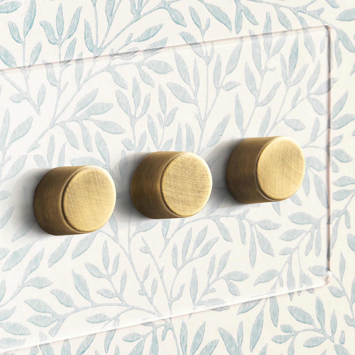 Lucian perspex three gang dimmer in clear perspex and aged brass - Image 3