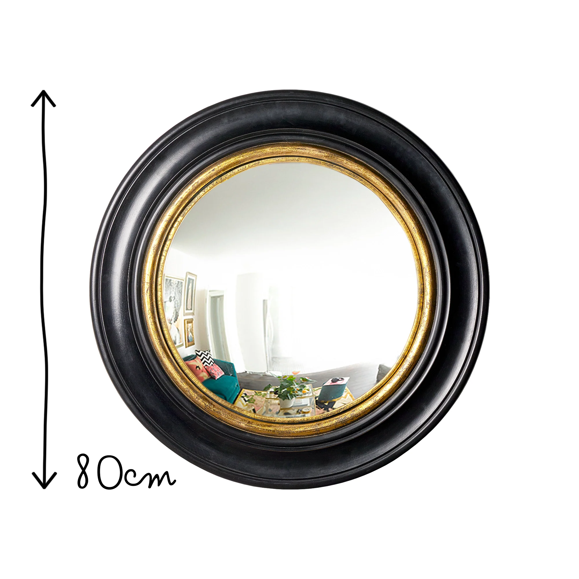 Marlon convex mirror in black and gold - Image 8