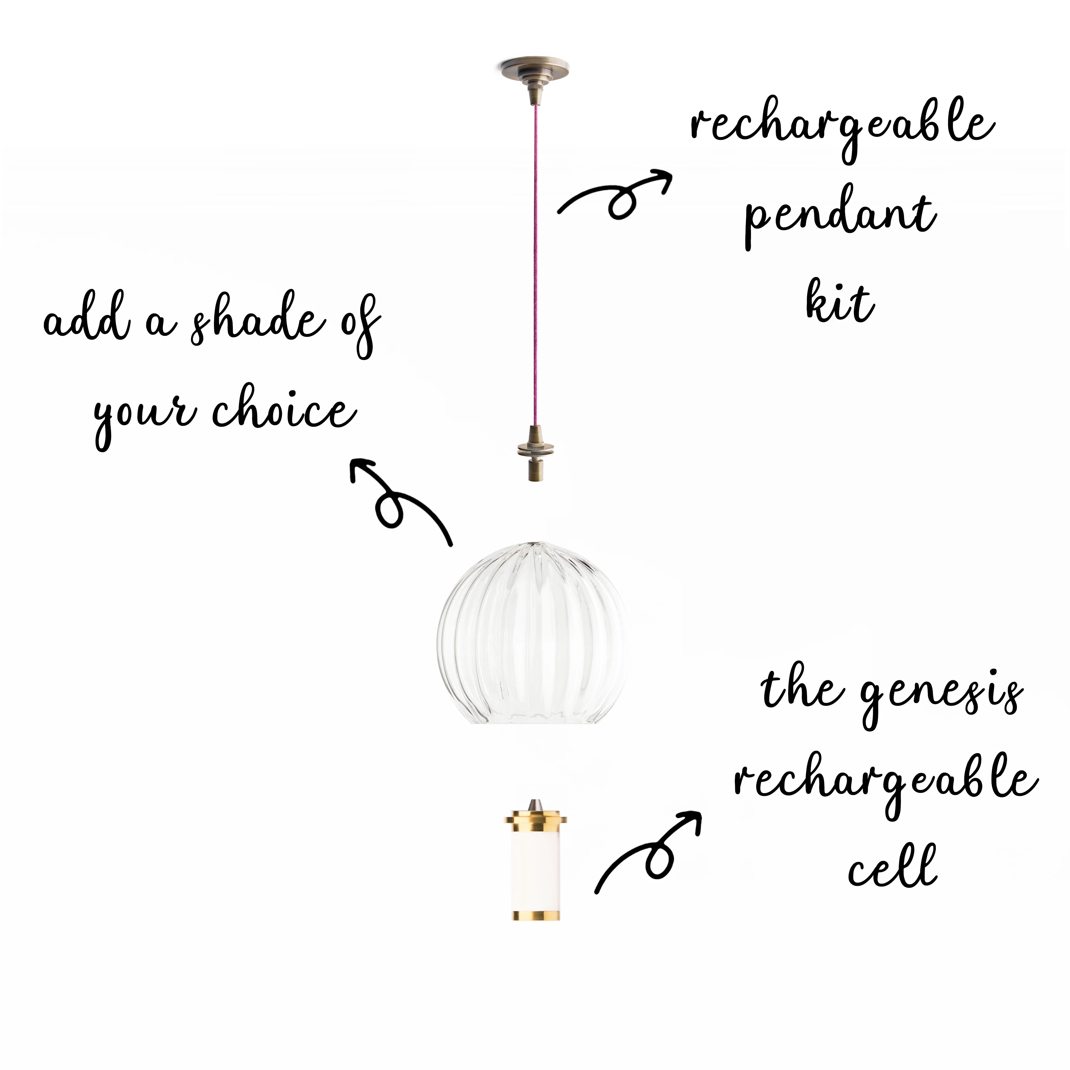 Mini elbow rechargeable pendant kit in bronze - Image 4