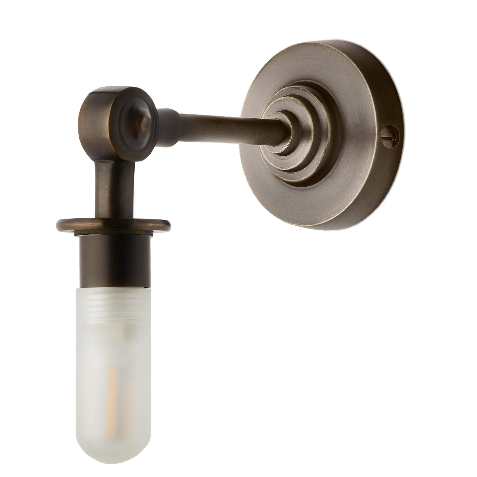 Mini elbow wall fitting IP44 in antique bronze