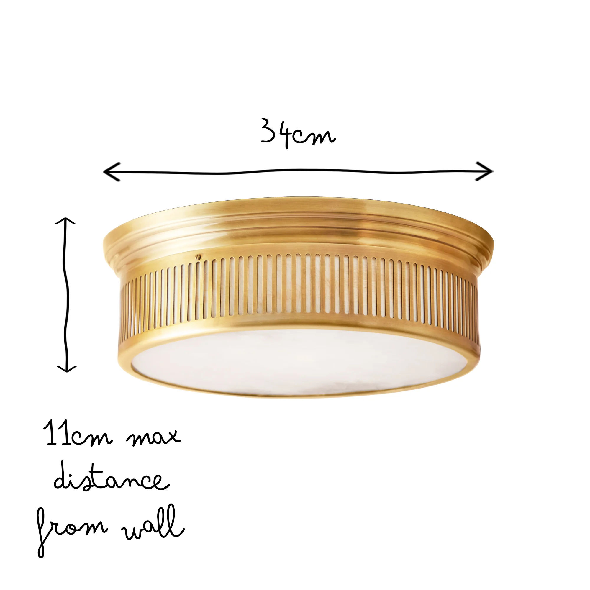 Mulberry IP44 flush light in antique brass and alabaster - Image 10