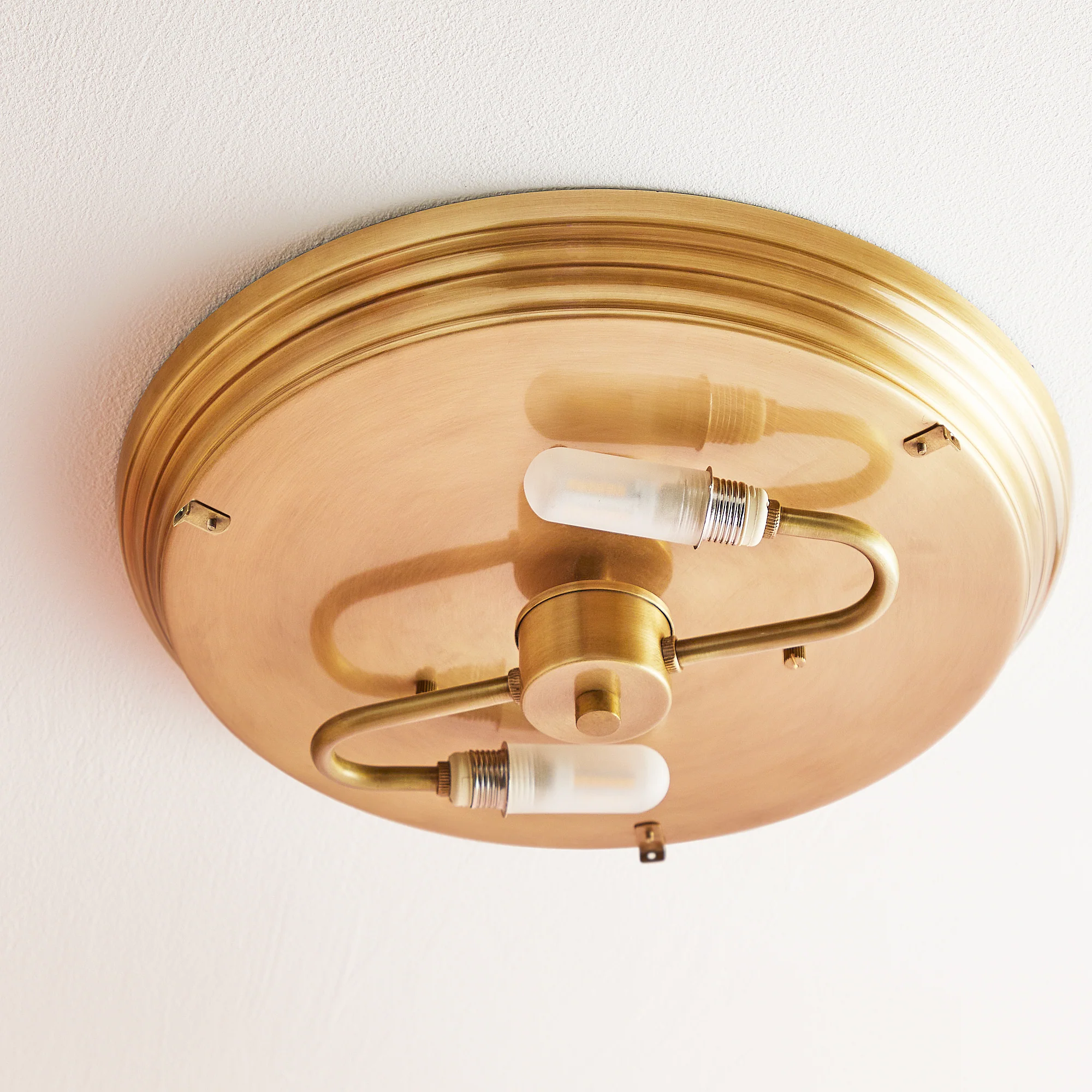 Mulberry IP44 flush light in antique brass and alabaster - Image 9