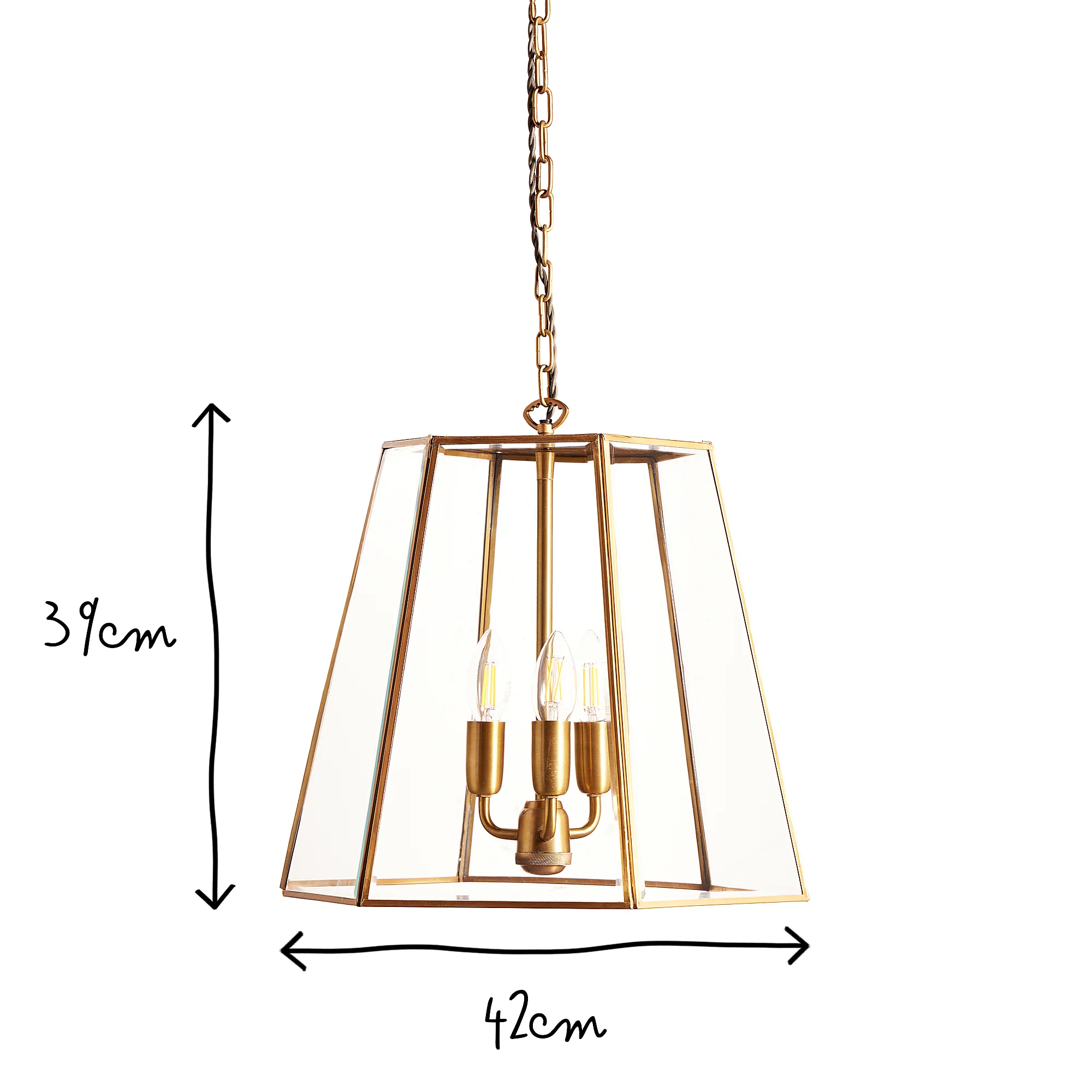 Ophelia pendant light in brass and glass - Image 8