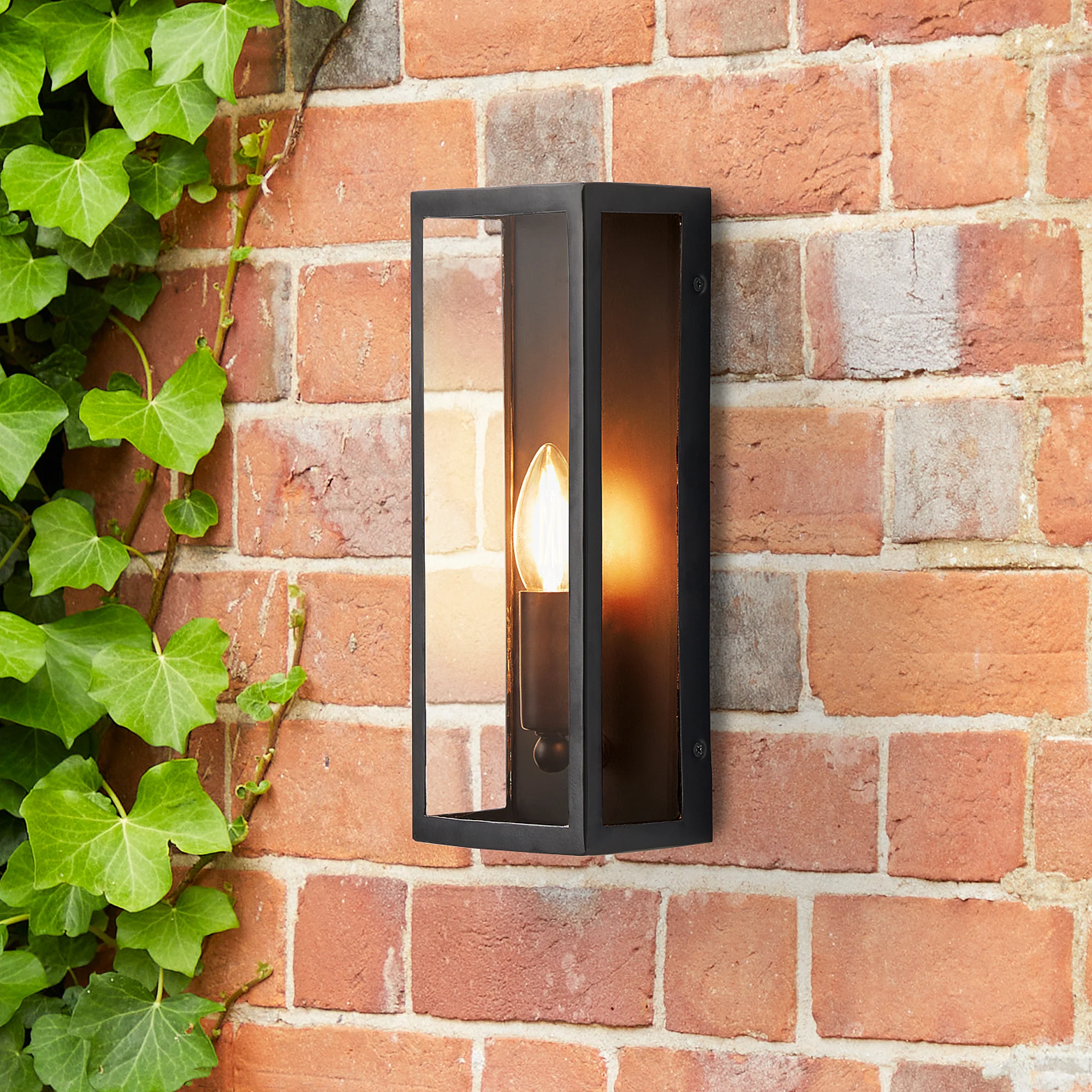 Orford long and thin IP44 exterior wall light in black - Image 2