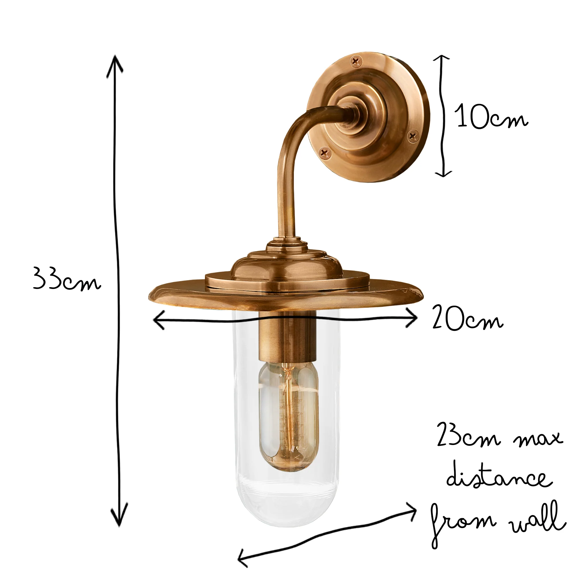 Peewit IP44 wall light in antique brass - Image 9