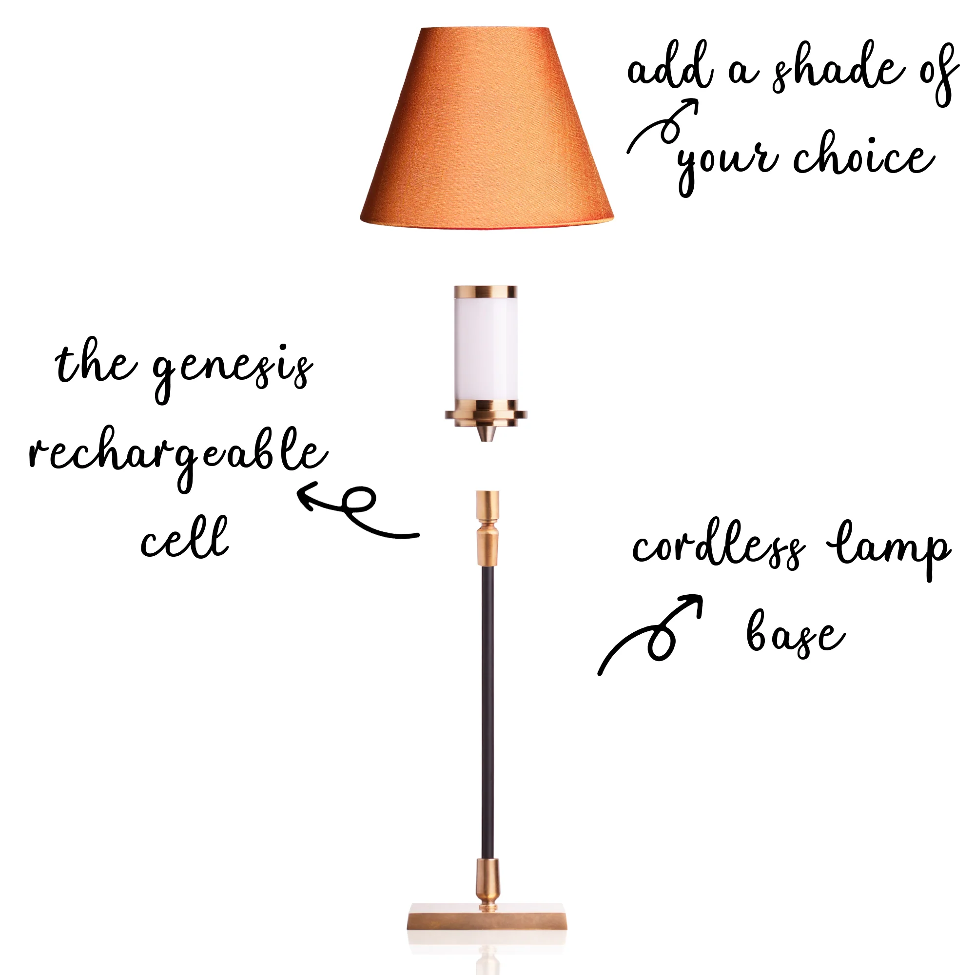 Pickling rechargeable table lamp in antiqued brass - Image 3
