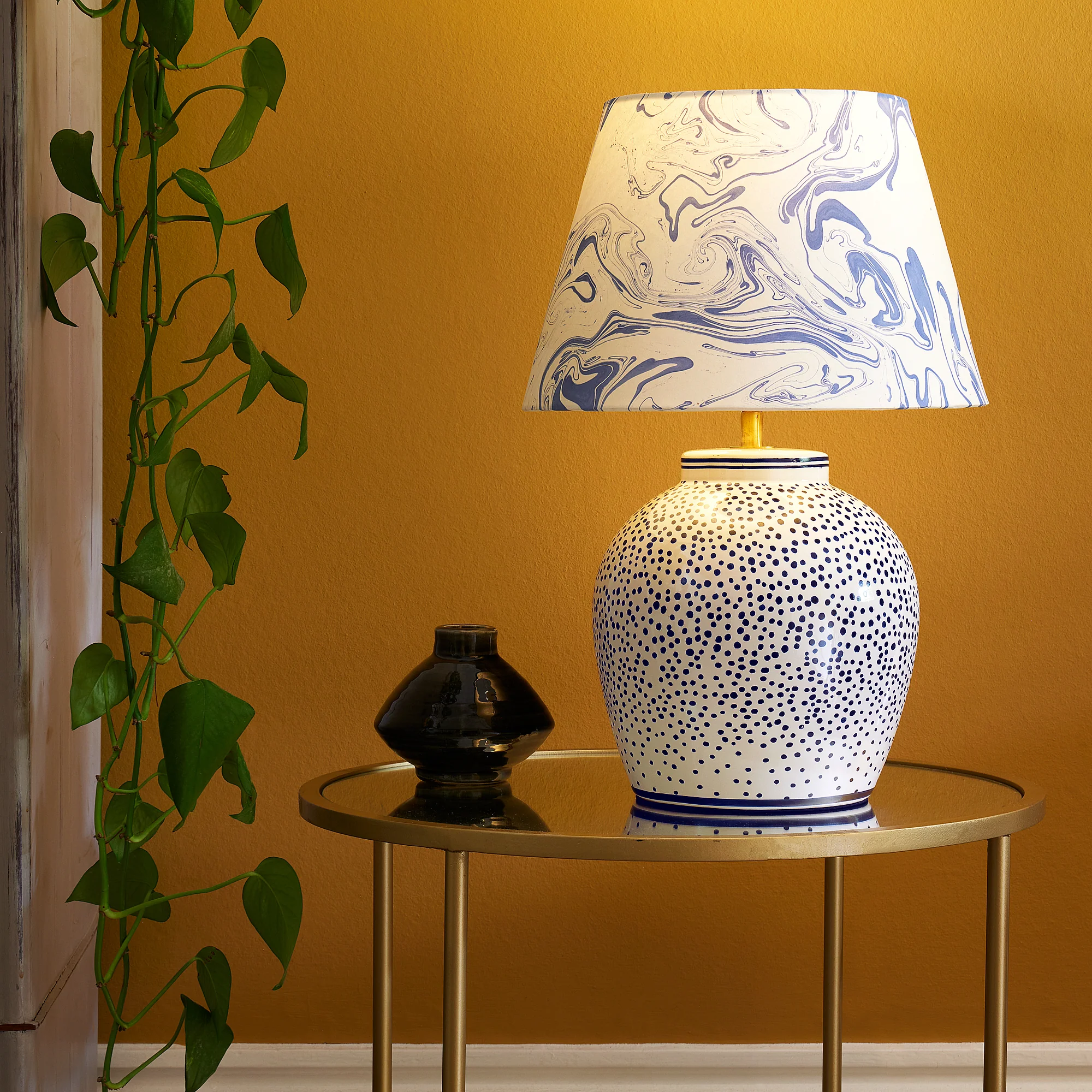Polka table lamp in blue and white - Image 7