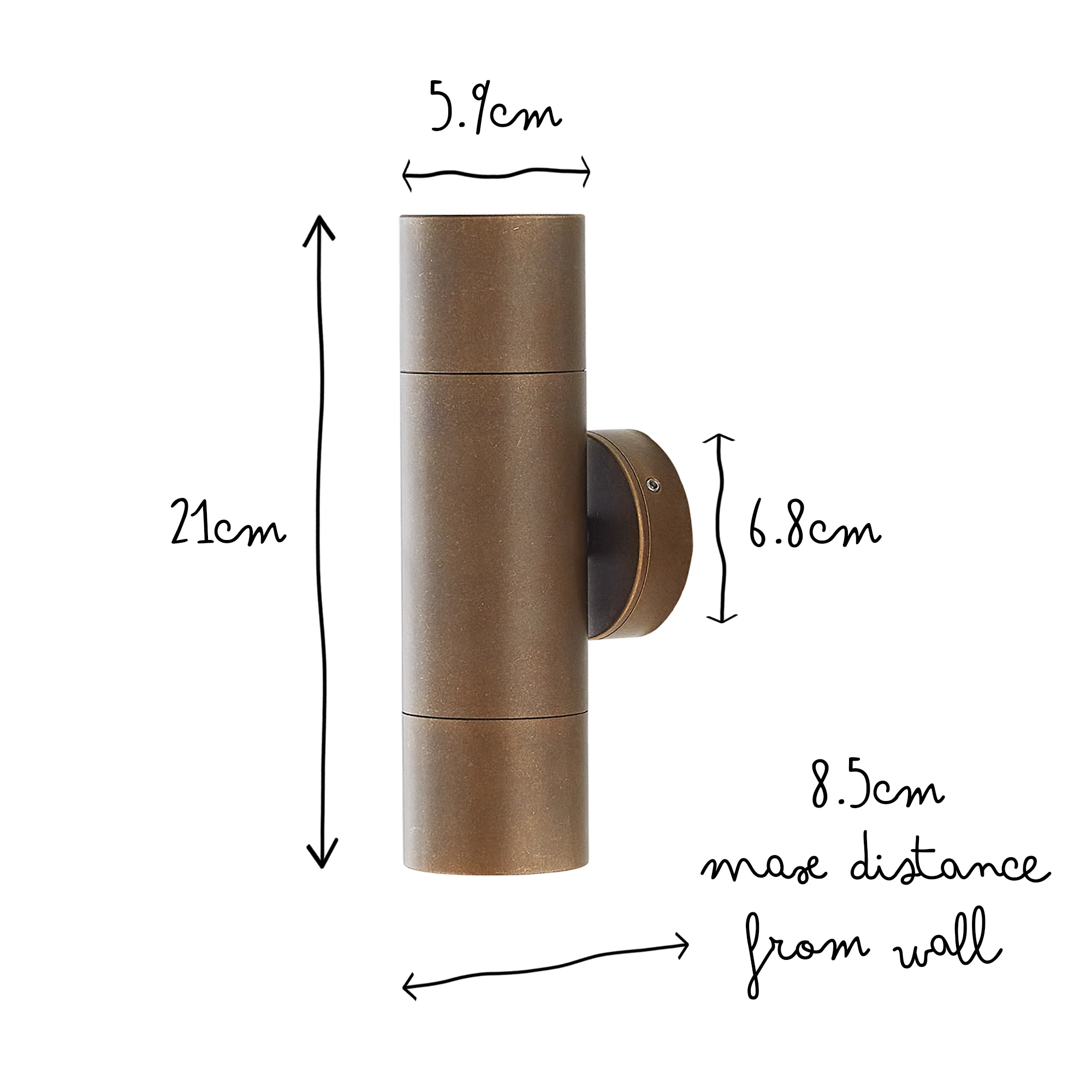 Portreath ip65 up and down pillar light in aged brass - Image 12