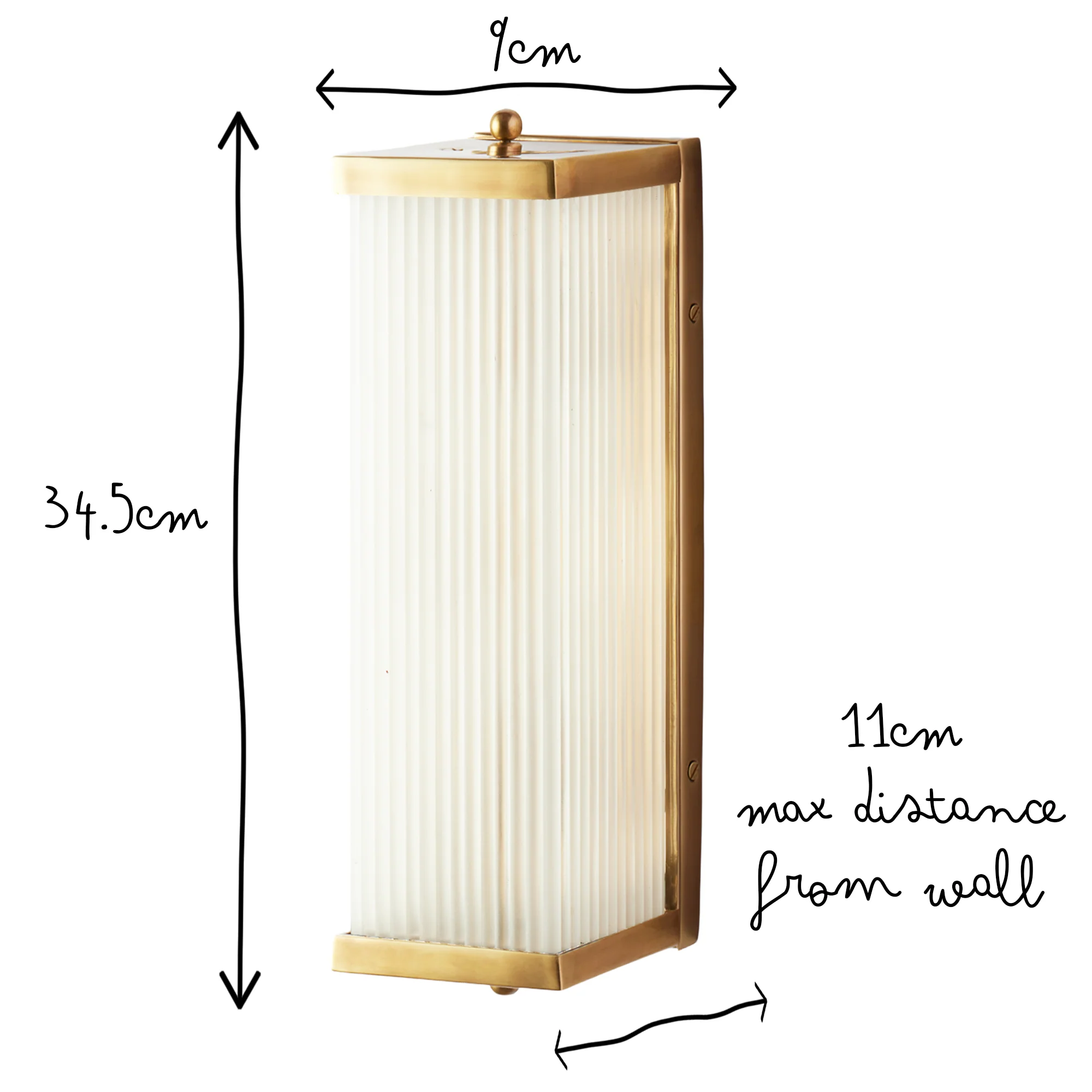 Rectangular Roddy IP44 rated wall light in brass and frosted glass - Image 12
