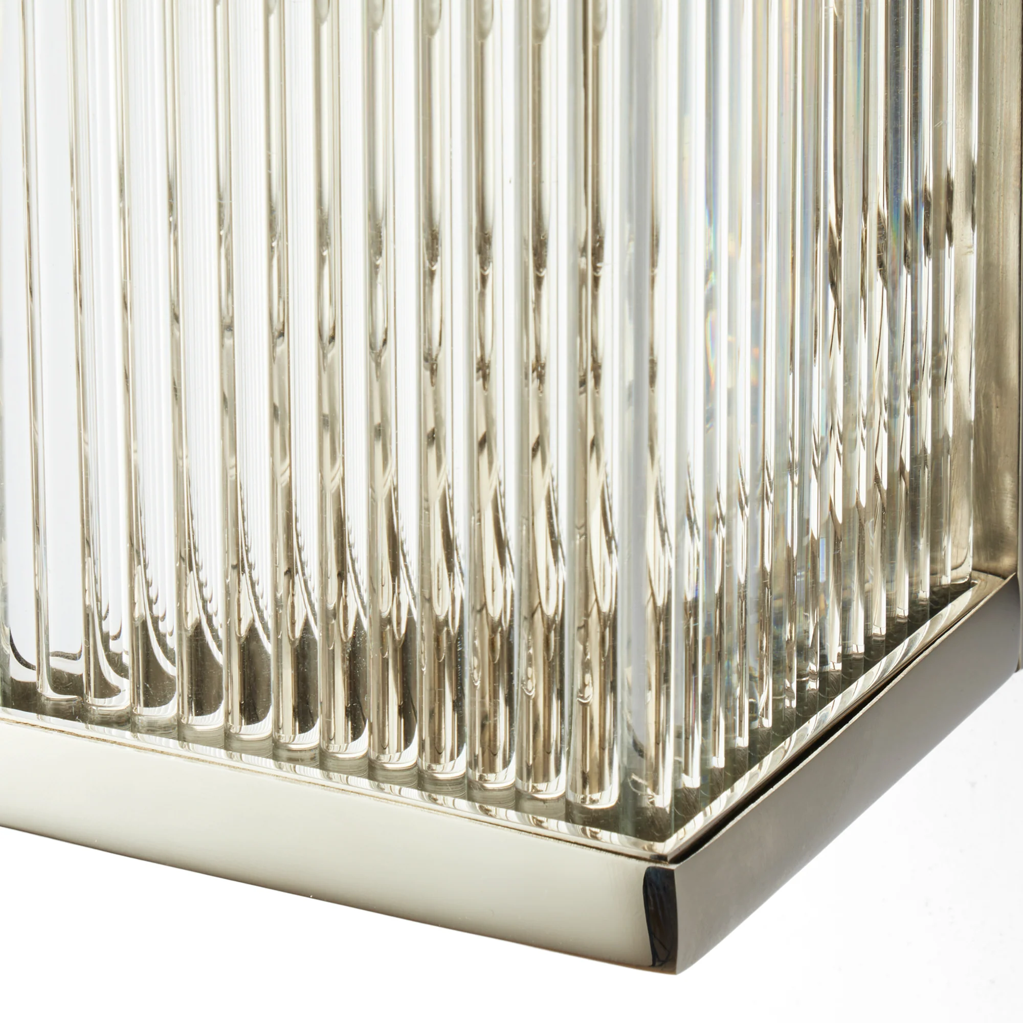 Rectangular Roddy IP44 rated wall light in nickel and glass - Image 9