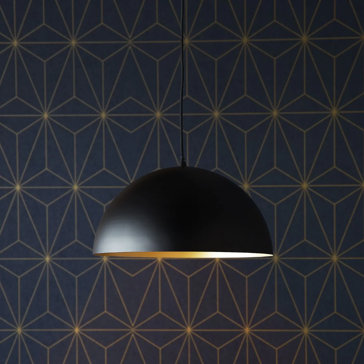 Regular Goodhew pendant in black with a gold interior - 40cms diameter - Image 4