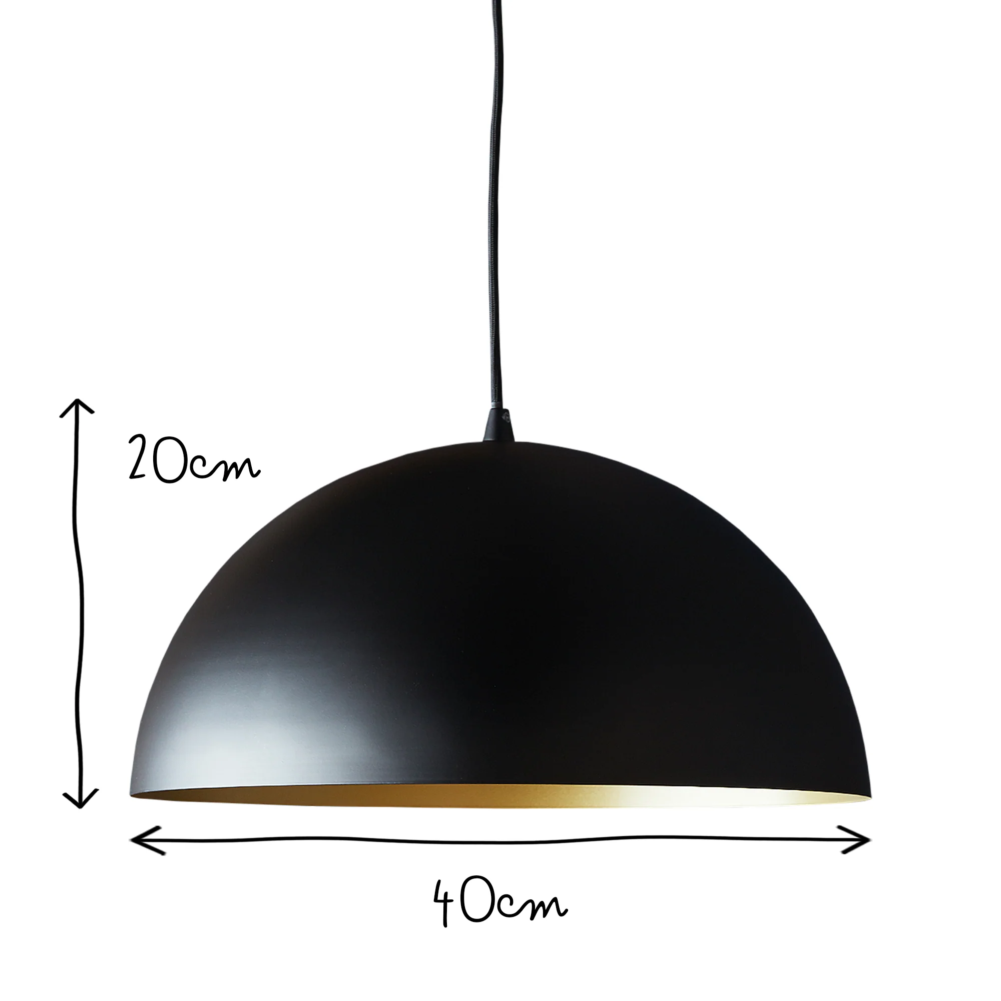 Regular Goodhew pendant in black with a gold interior - 40cms diameter - Image 5