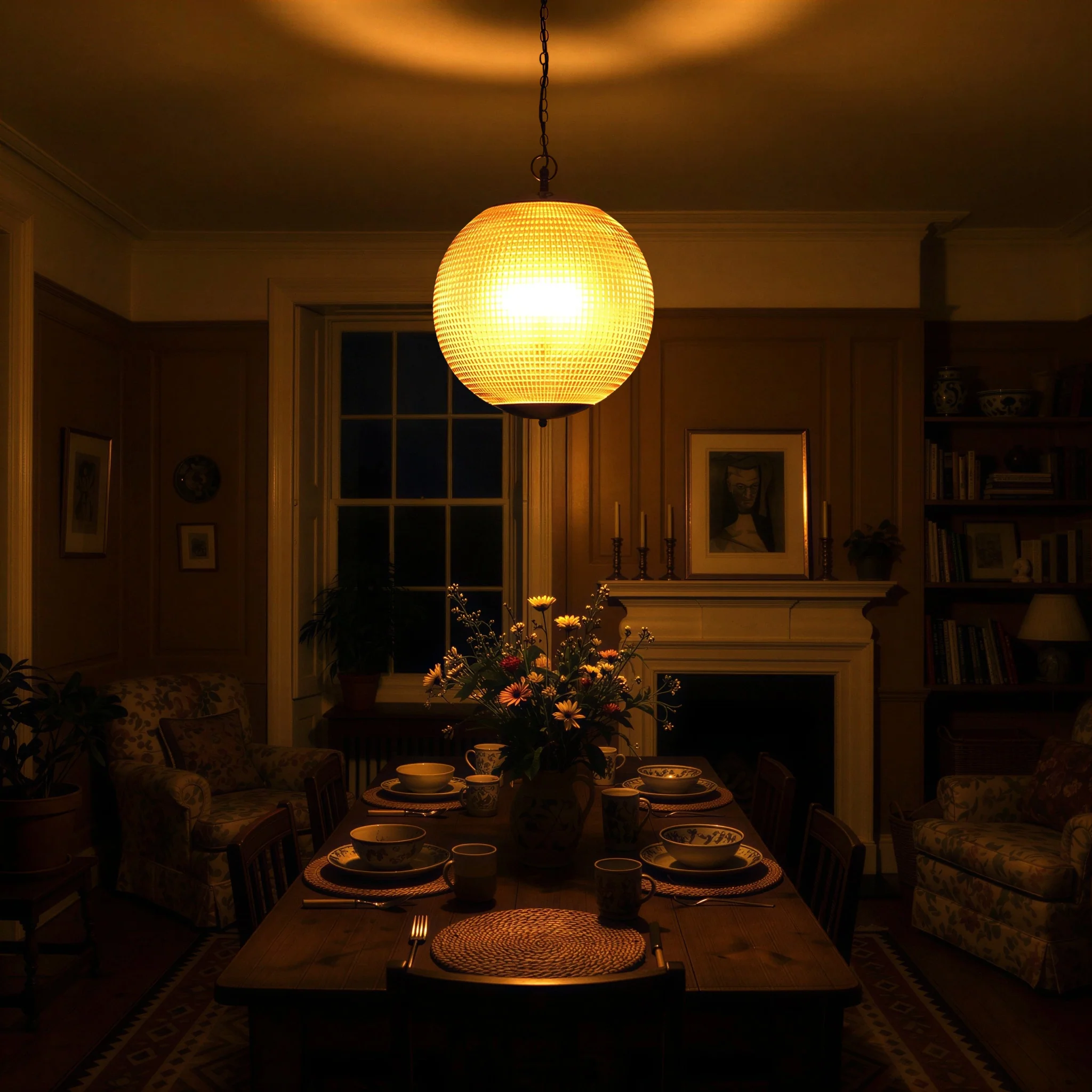 Regular holophane pendant light with clear glass and brass fitting - Image 12