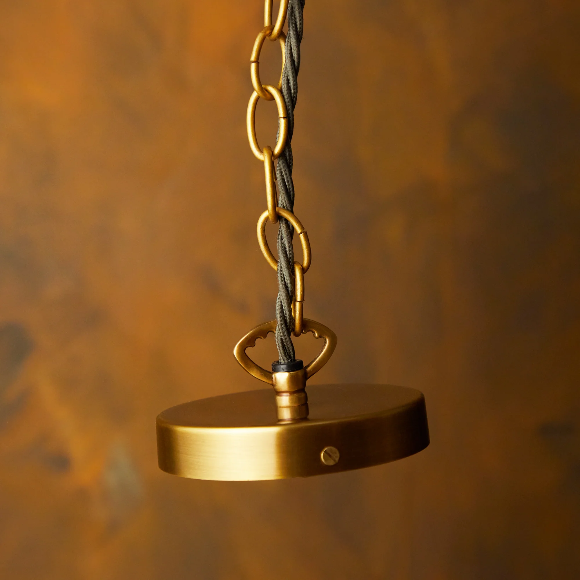 Regular holophane pendant light with clear glass and brass fitting - Image 16