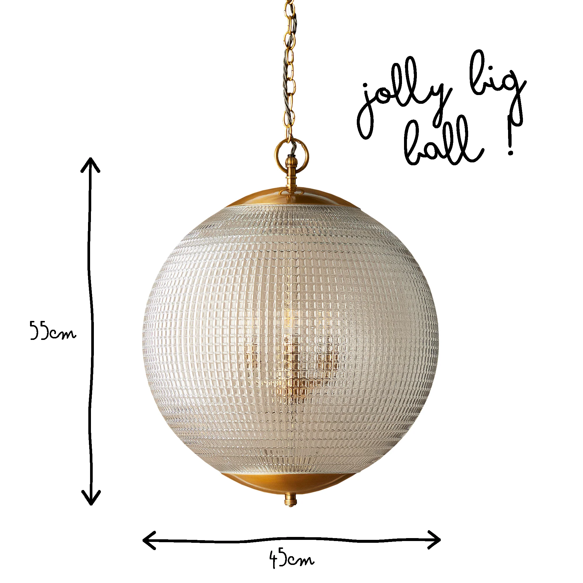 Regular holophane pendant light with clear glass and brass fitting - Image 17