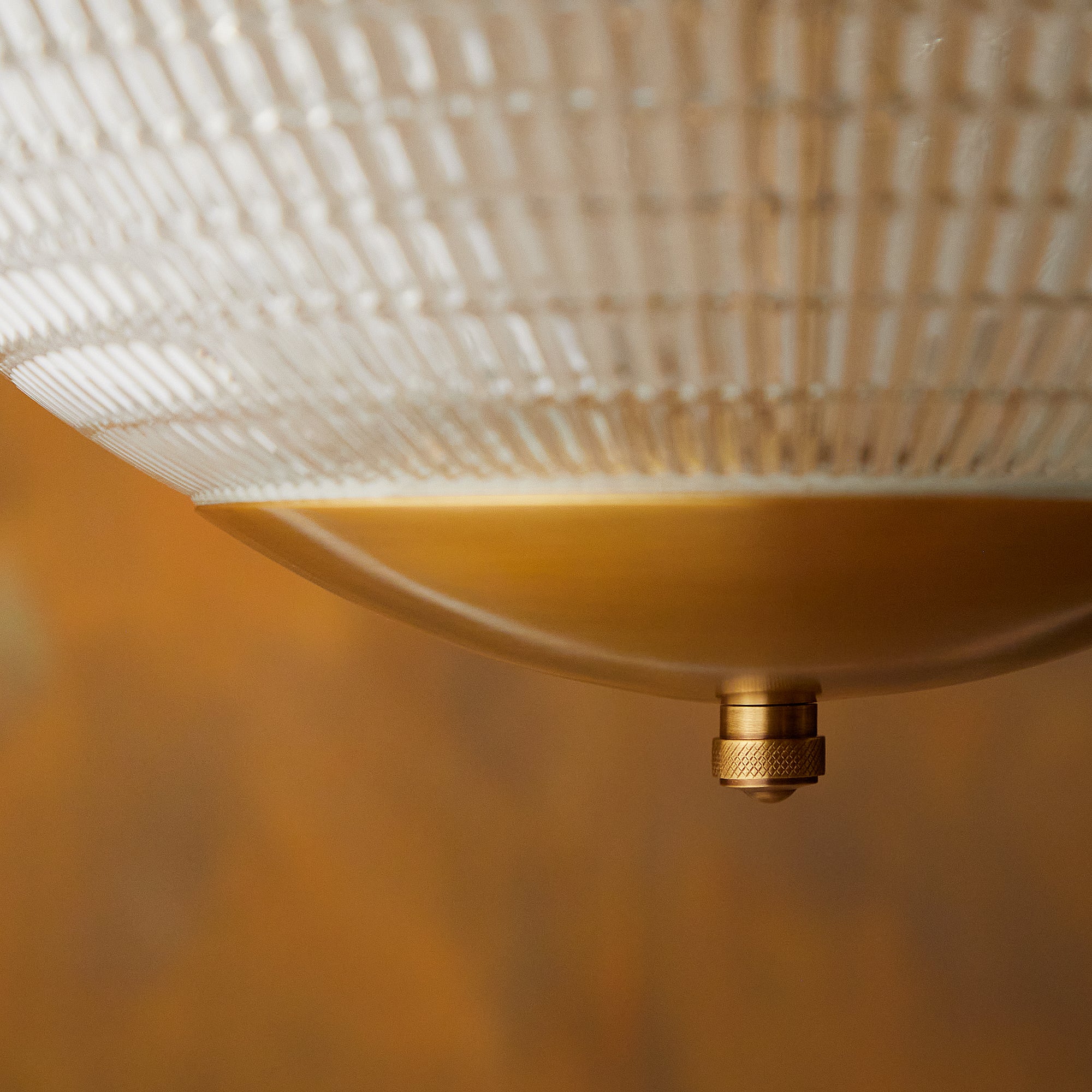 Regular holophane pendant light with clear glass and brass fitting - Image 3