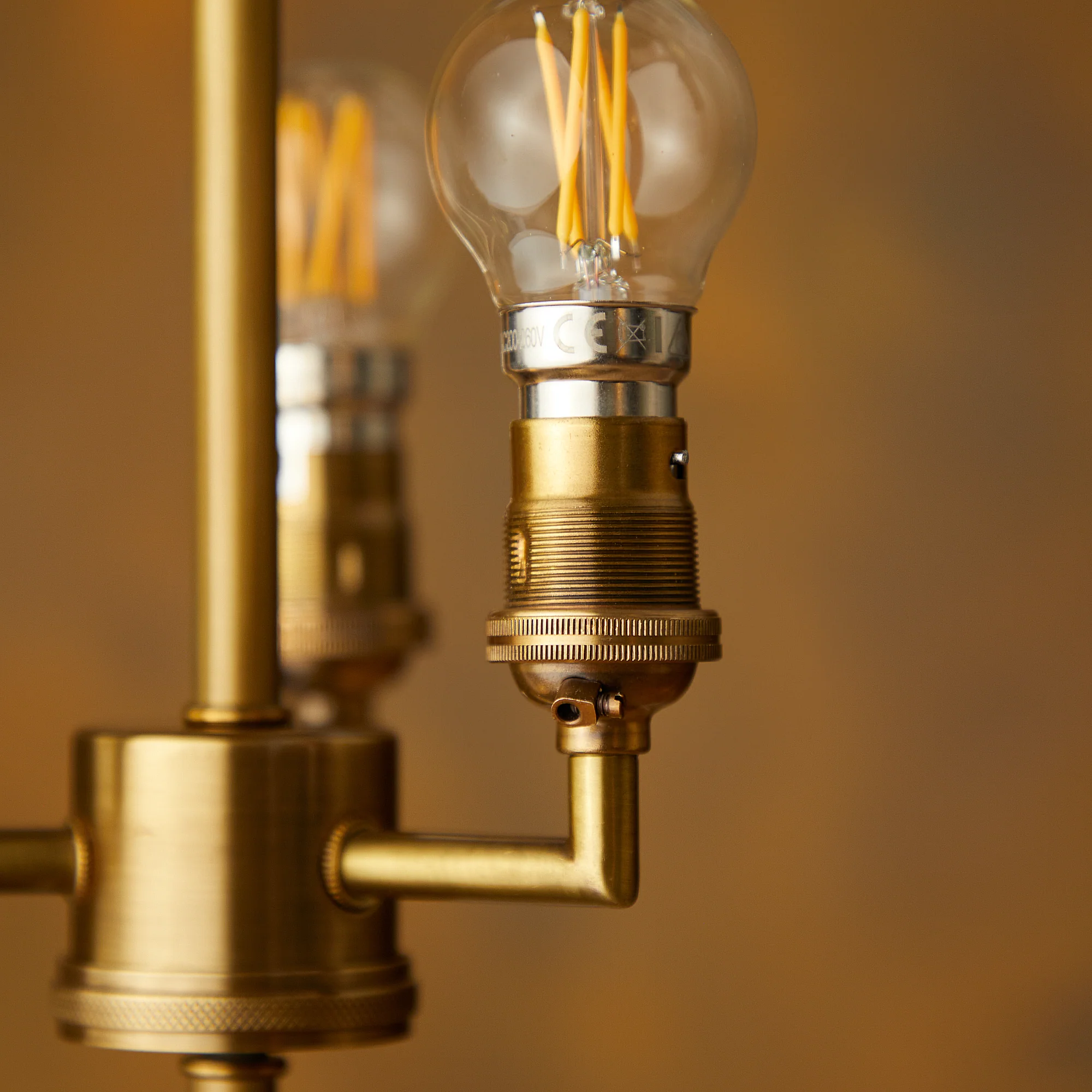 Regular holophane pendant light with clear glass and brass fitting - Image 9