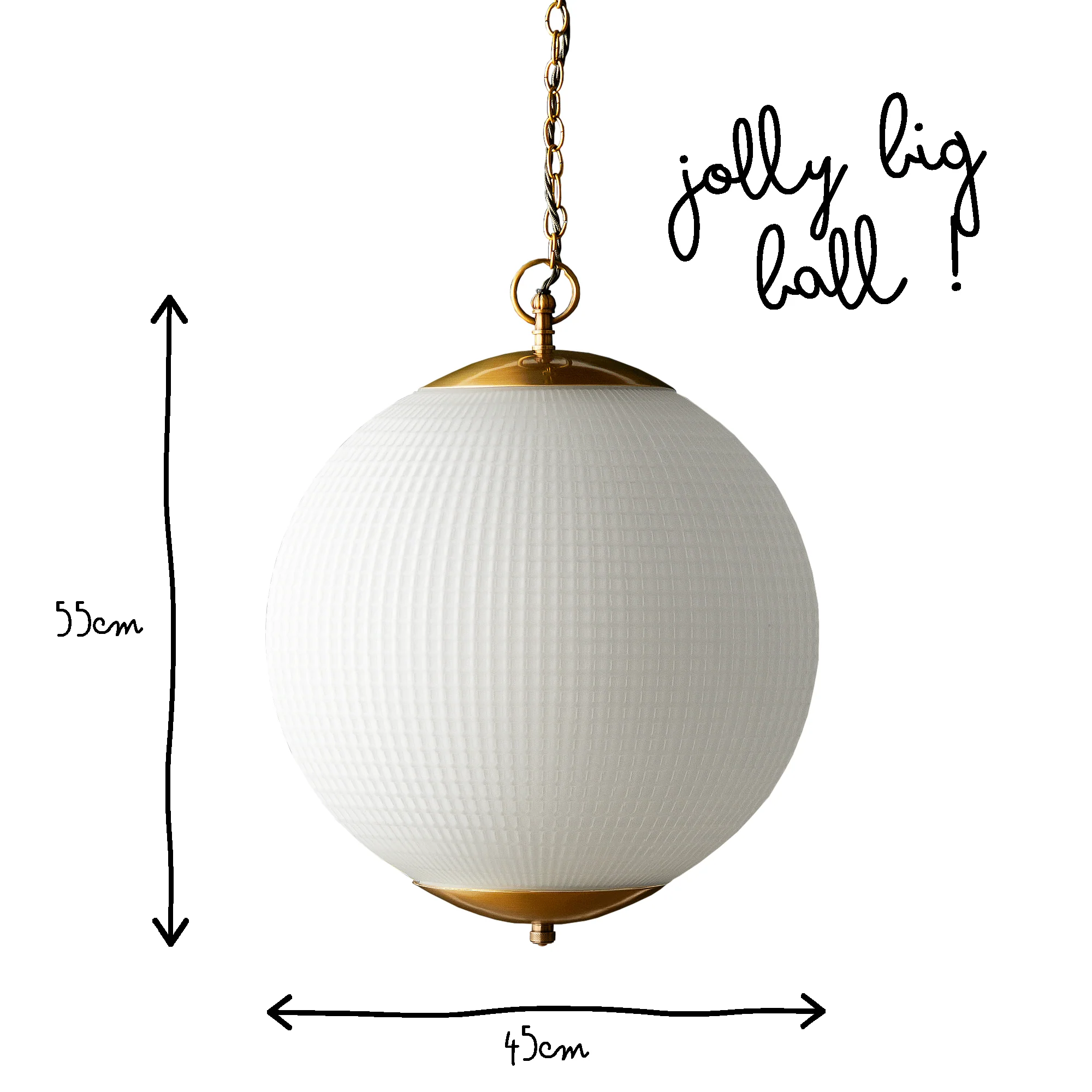Regular holophane pendant light with frosted glass and brass fitting - Image 14
