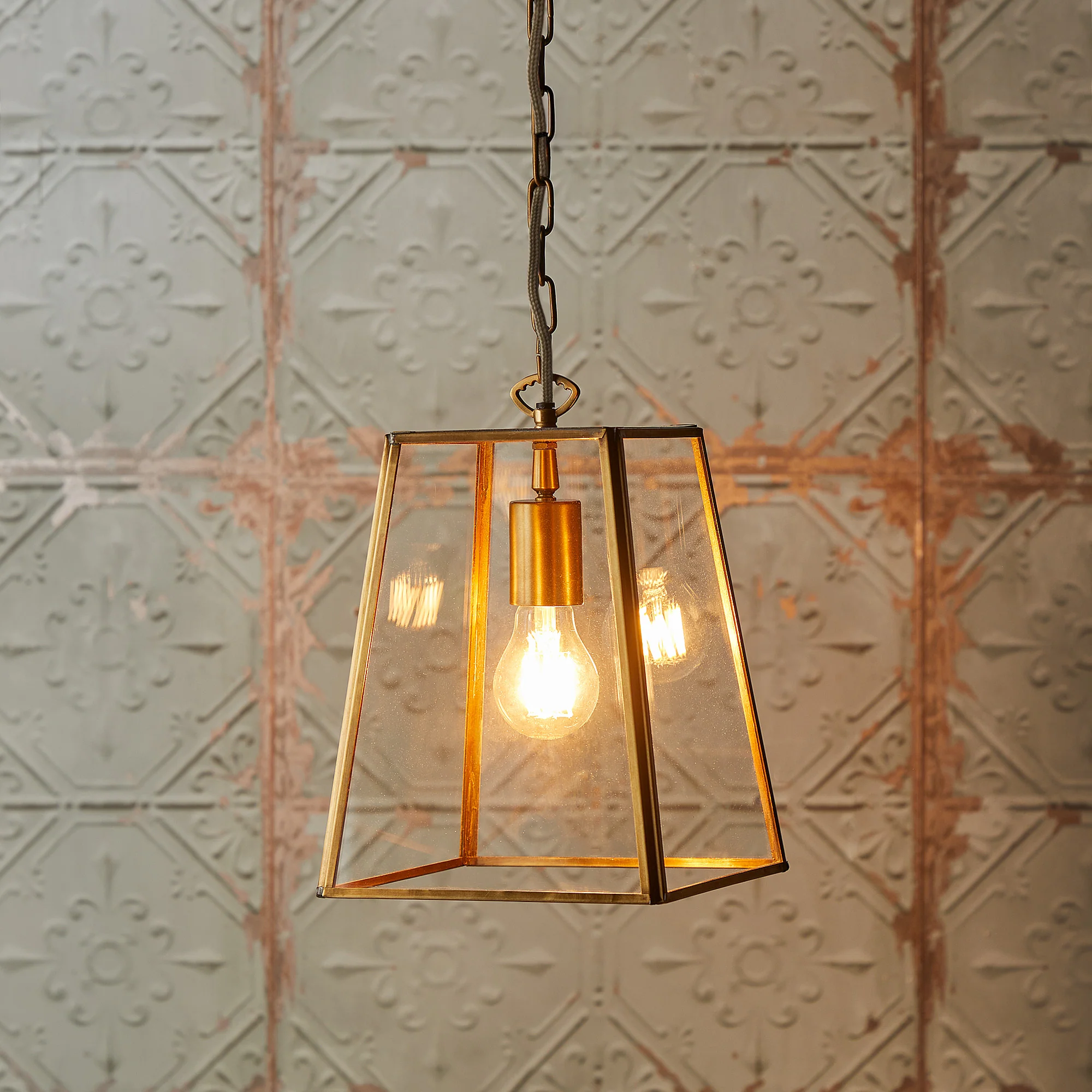 regular Luxor lantern in brass and clear glass - Image 2