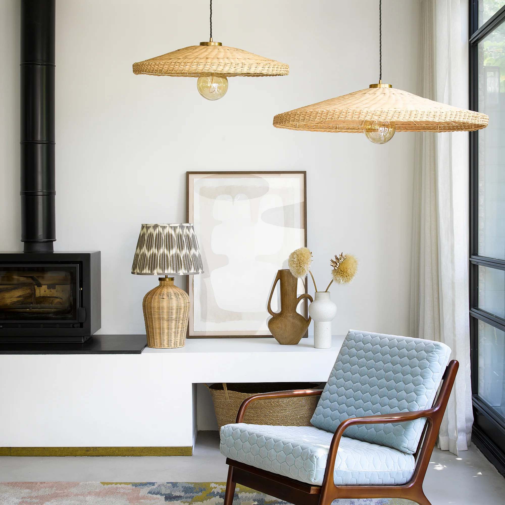 Regular Rattle table lamp in natural cane - Image 6