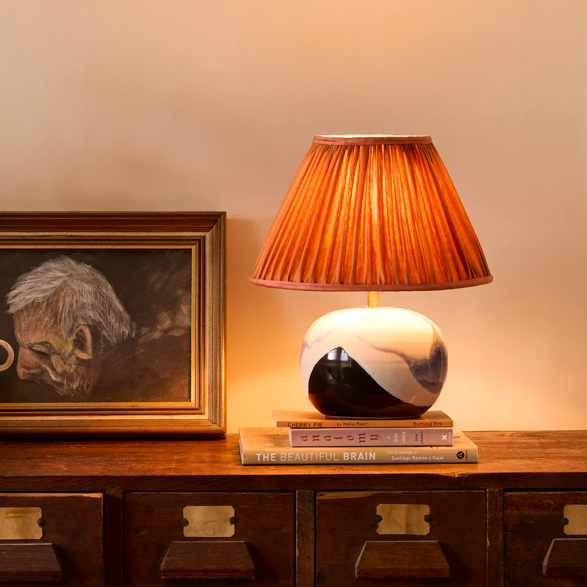 Robyn table lamp in blue and white ceramic - Image 7