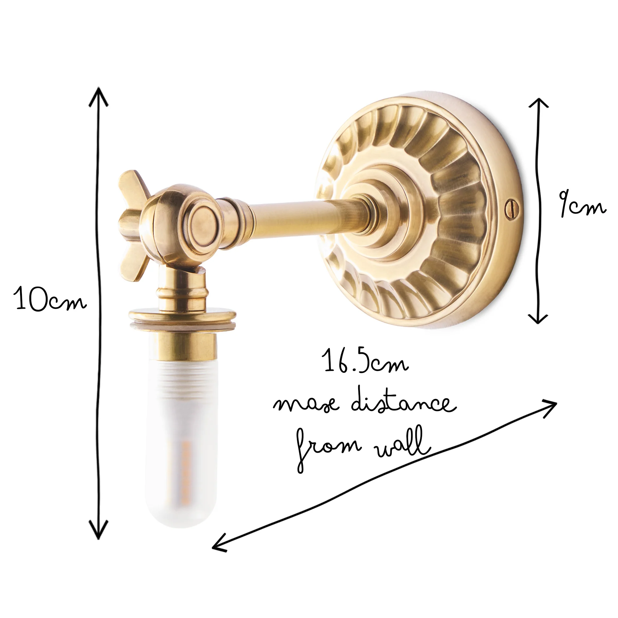Rose wall fitting IP44 rated in antique brass - Image 7