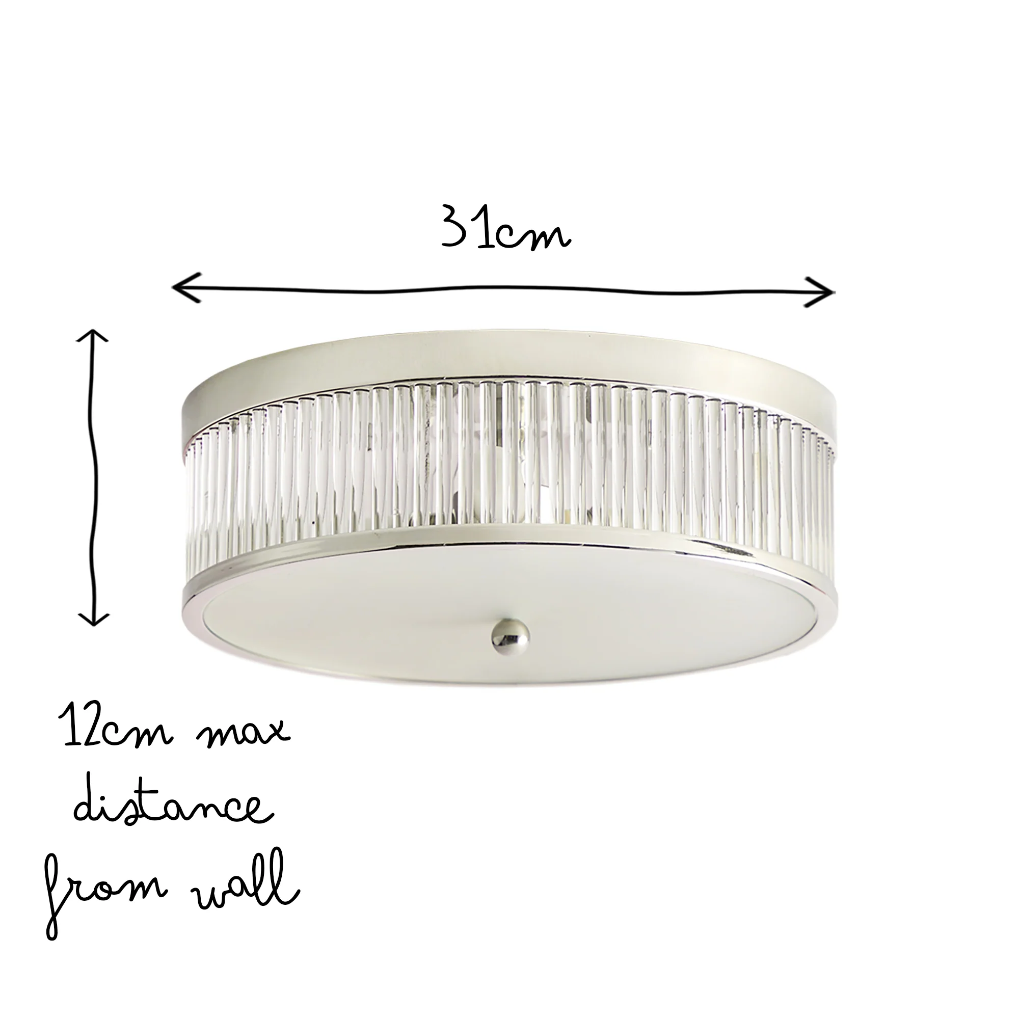 Round Roddy IP44 flush ceiling light in Nickel and clear glass - Image 10
