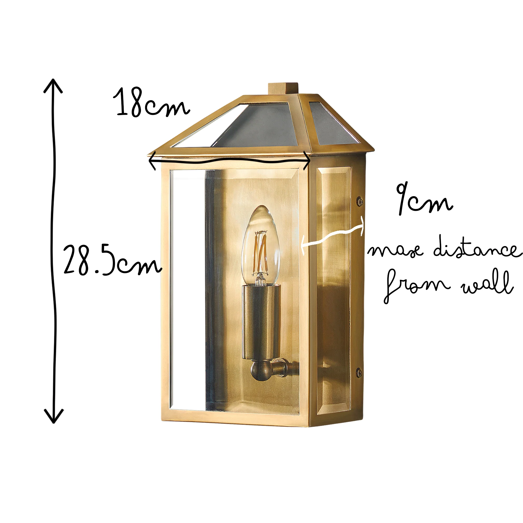 Salcombe IP44 exterior wall light in antique brass - Image 13