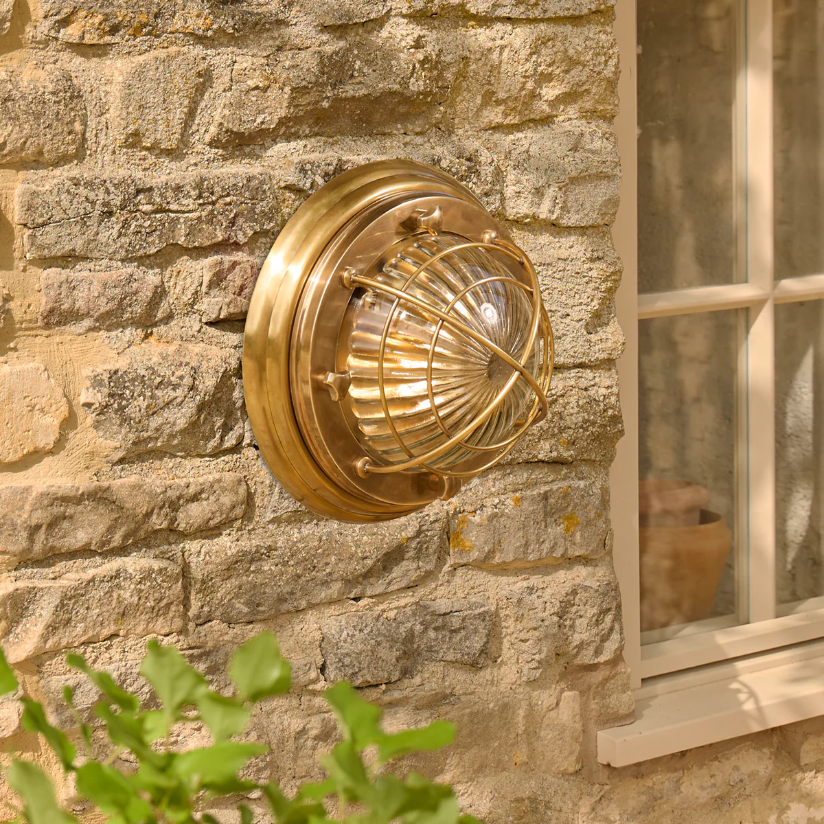 Saturina IP54 flush light in brass and glass - Image 8
