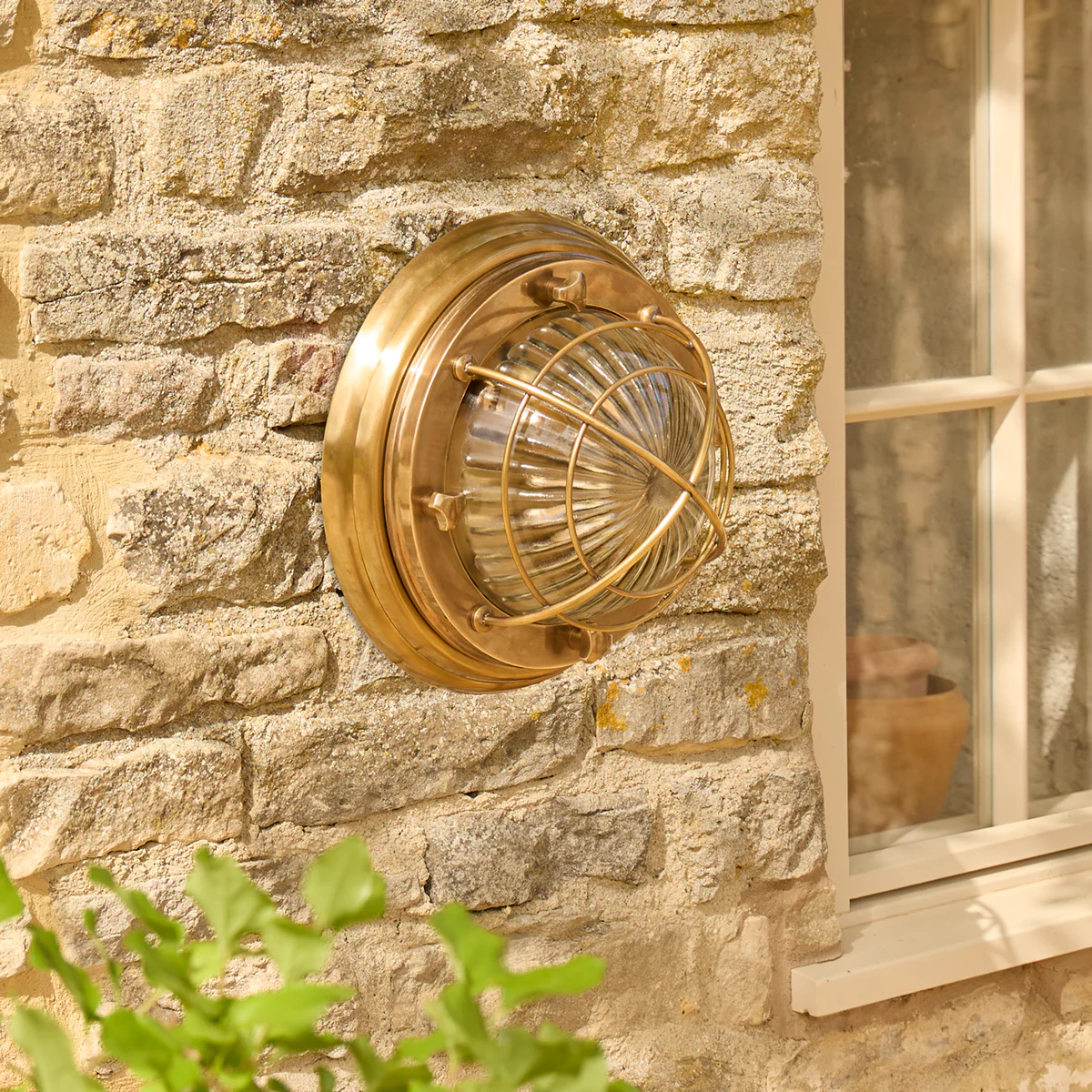 Saturina IP54 flush light in brass and glass - Image 9