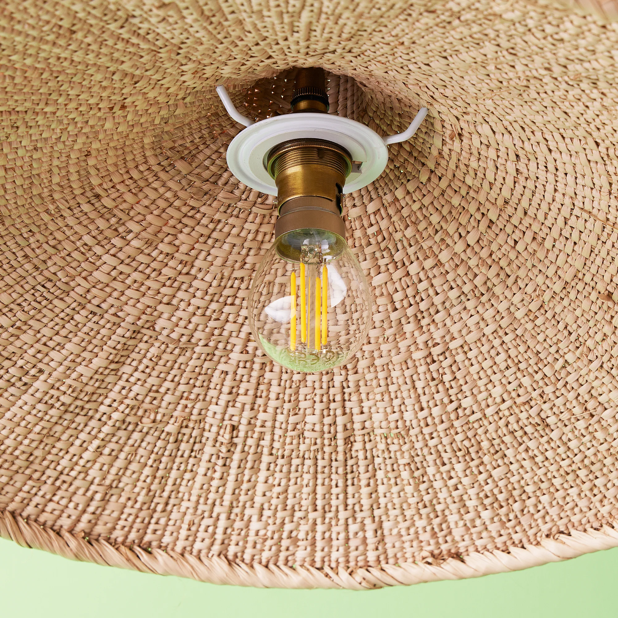 Serena natural woven palm basket pendant shade - Image 8