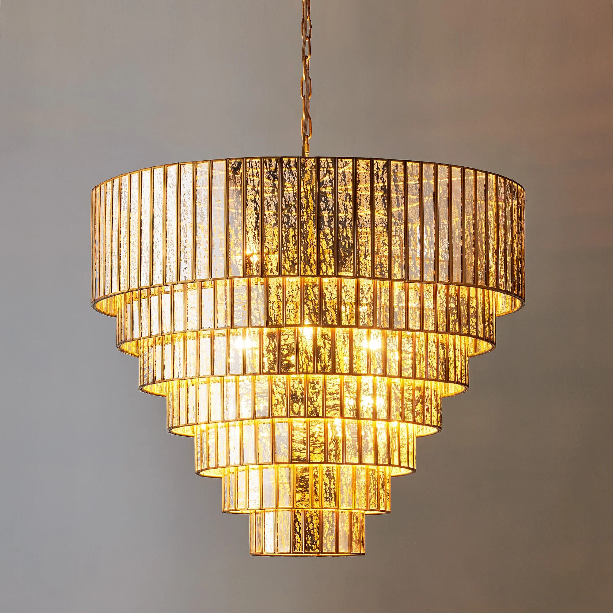 Seven tiered Galactica chandelier in mercurised glass - Image 2
