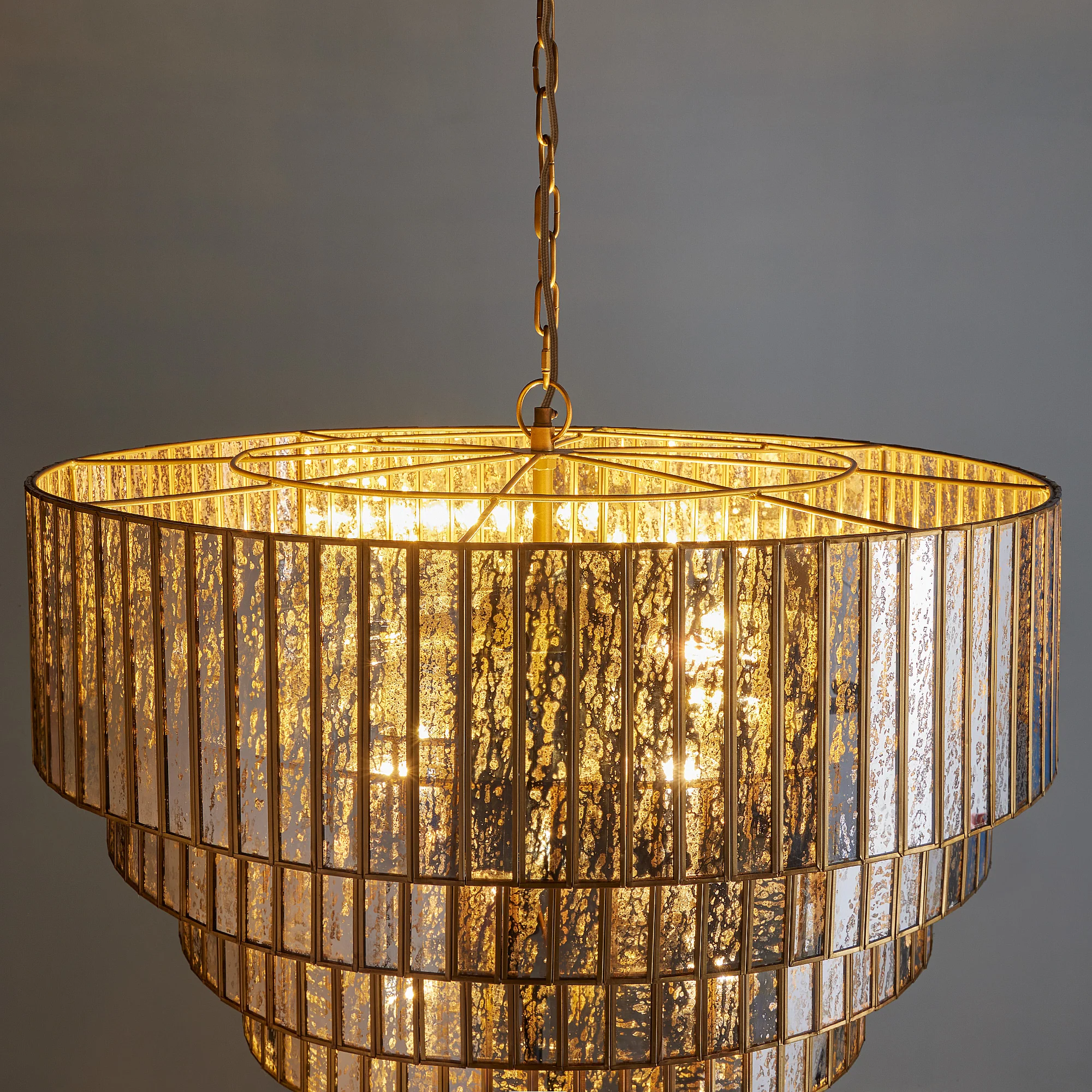 Seven tiered Galactica chandelier in mercurised glass - Image 5