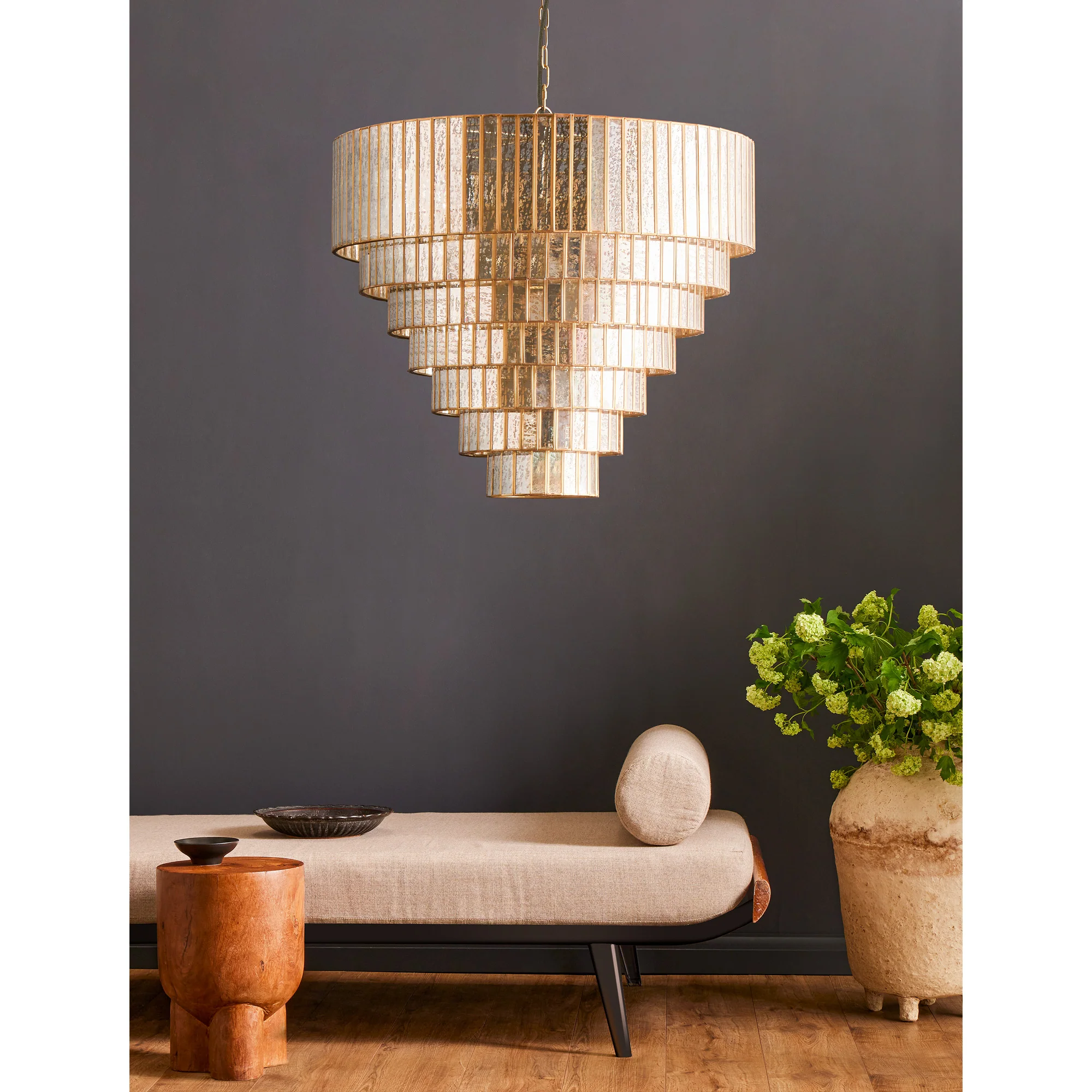 Seven tiered Galactica chandelier in mercurised glass - Image 7