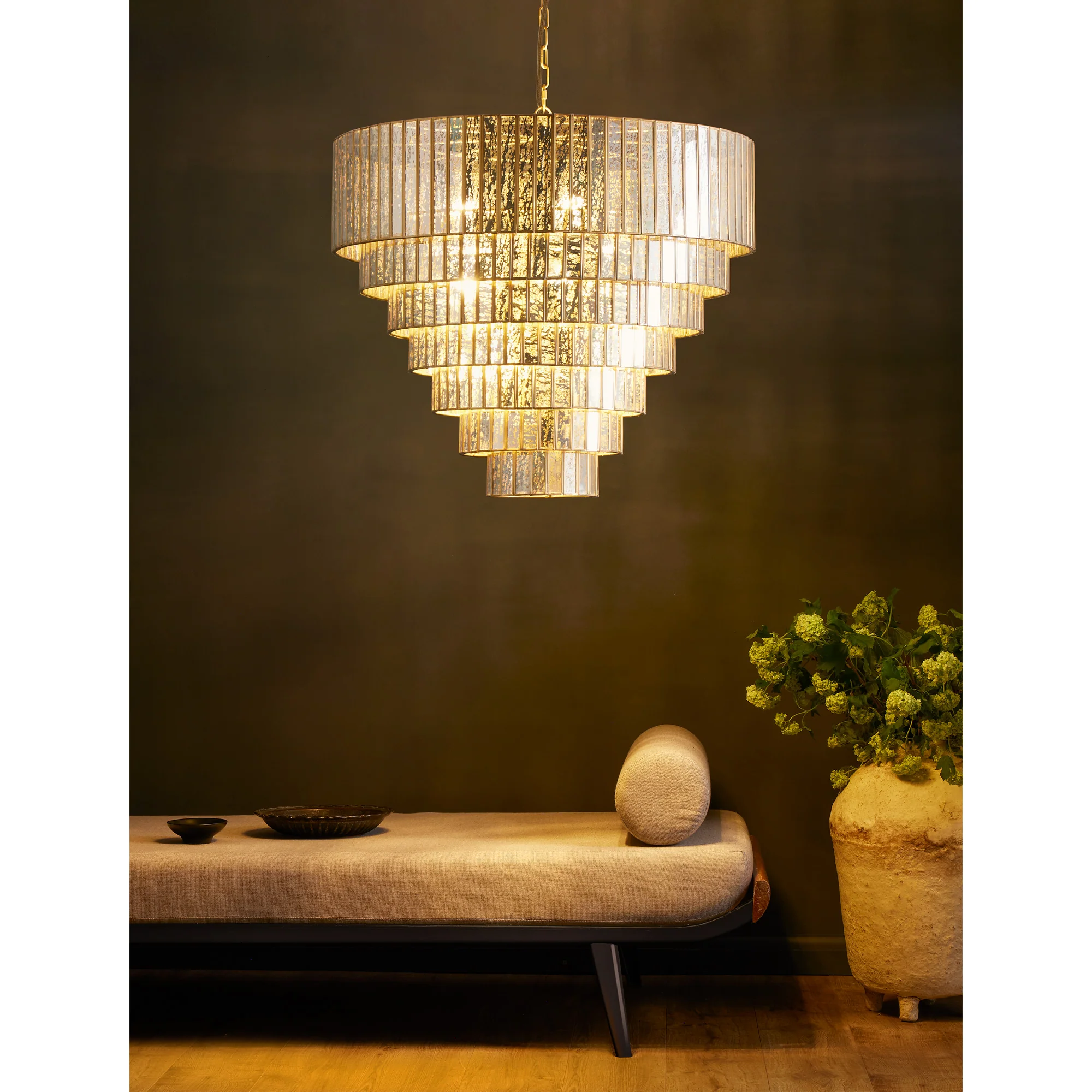Seven tiered Galactica chandelier in mercurised glass - Image 8