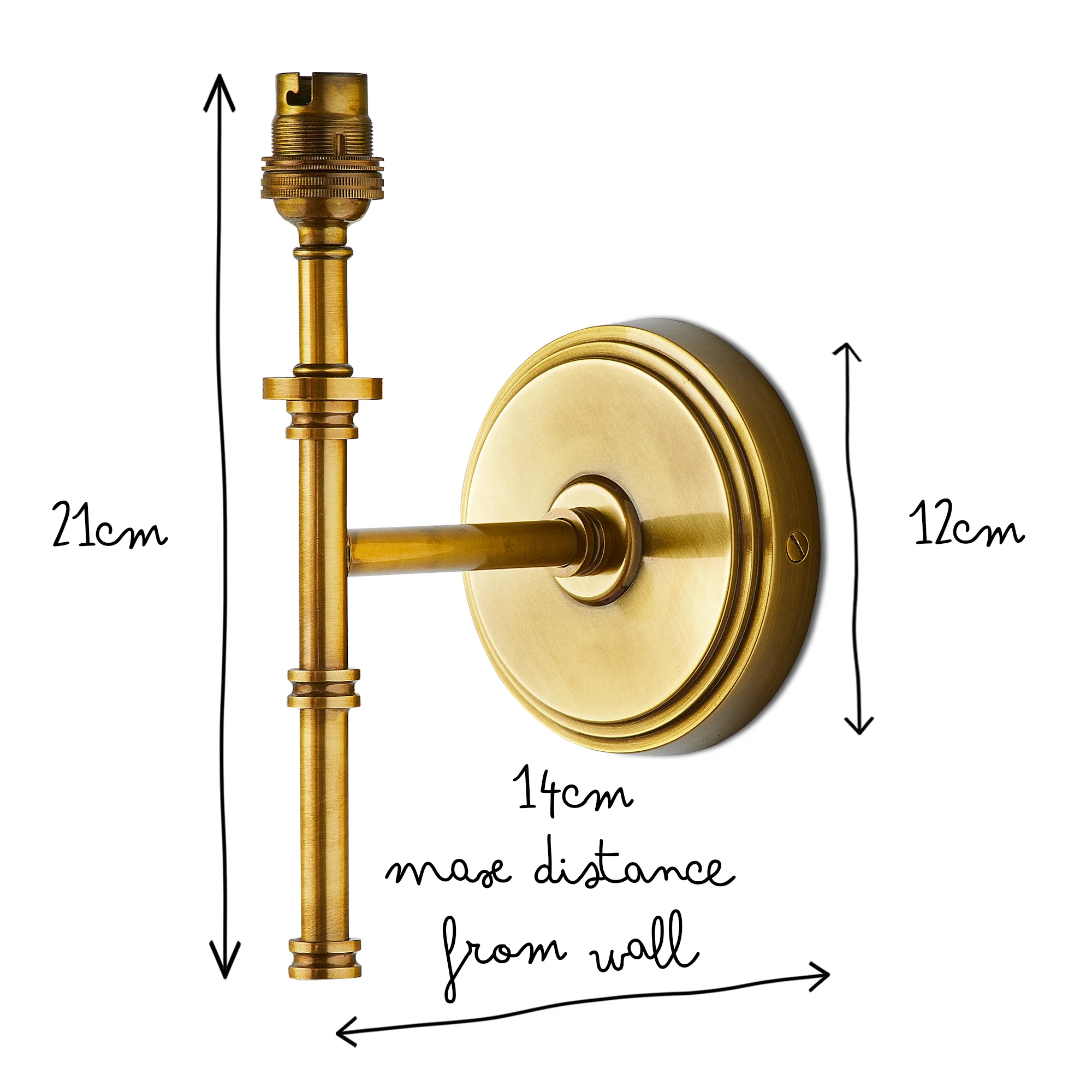 Single Chukka Wall fitting in antiqued brass - Image 7