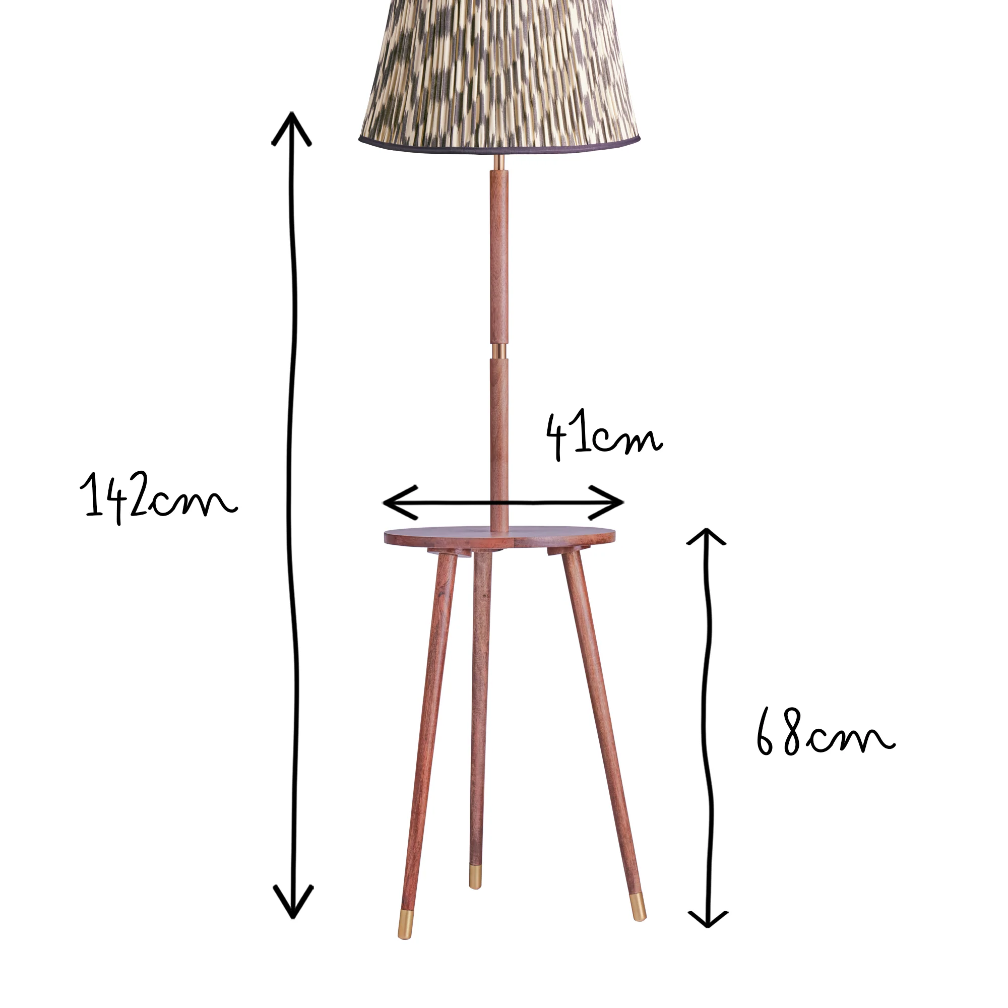 Skellig floor lamp with table in burnt wood and brass - Image 10