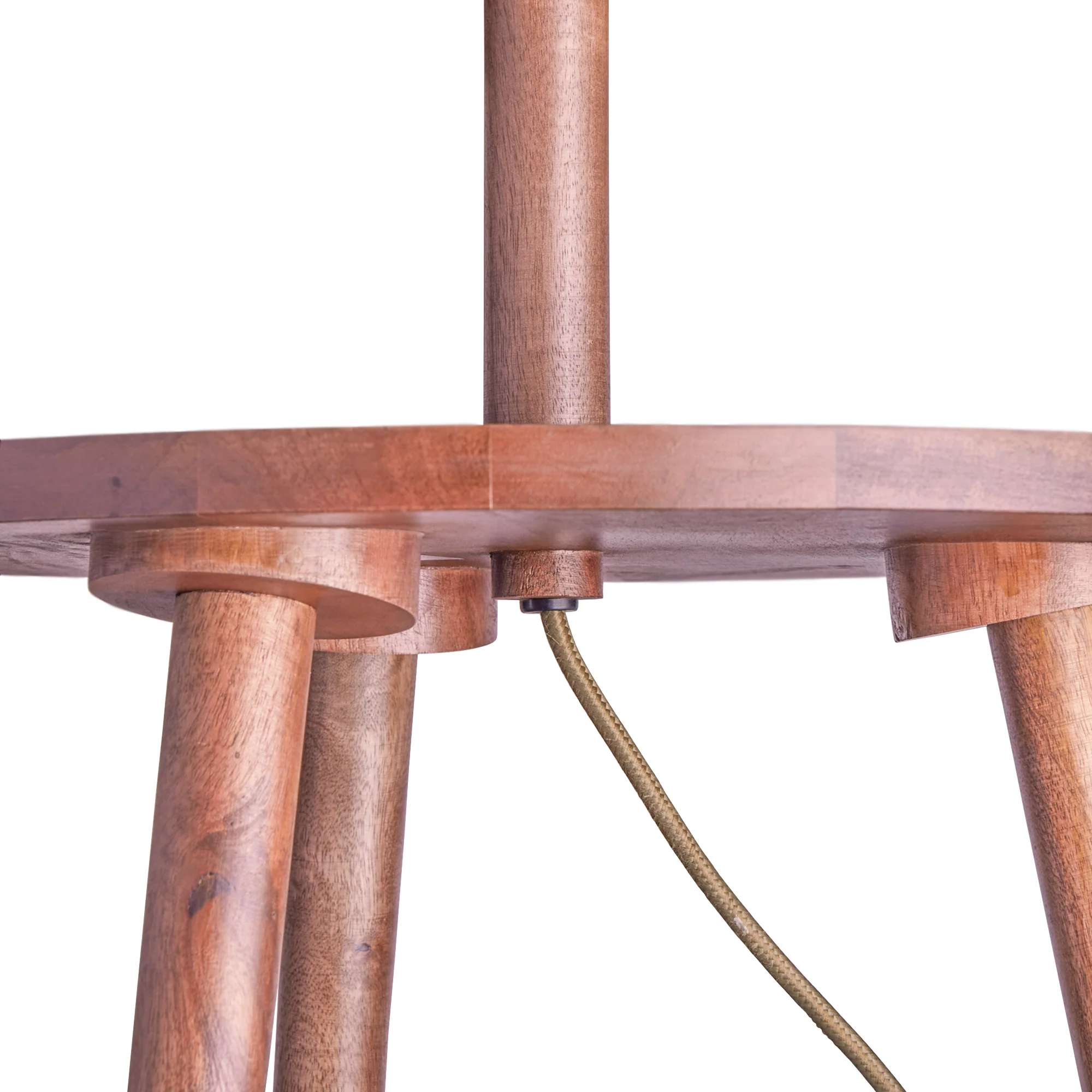 Skellig floor lamp with table in burnt wood and brass - Image 8