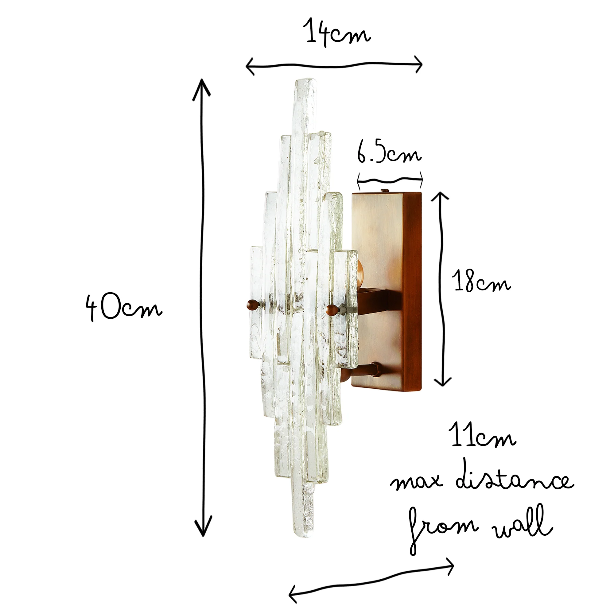 Skystar wall sconce with stepped clear recycled glass strips - Image 7