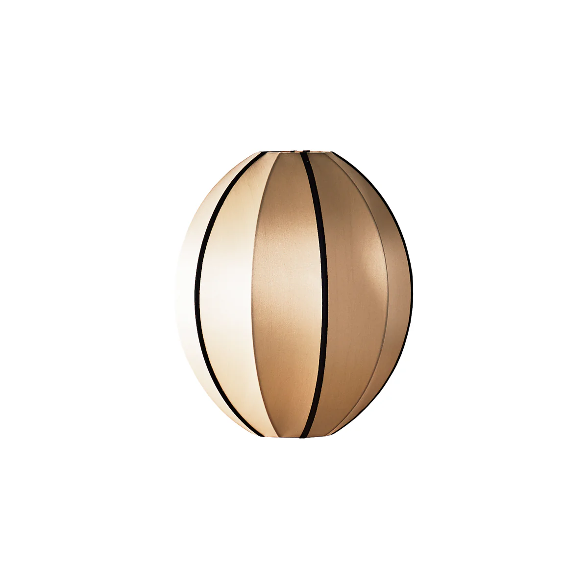Small classic oval space pendant shade in taupe silk with black tape