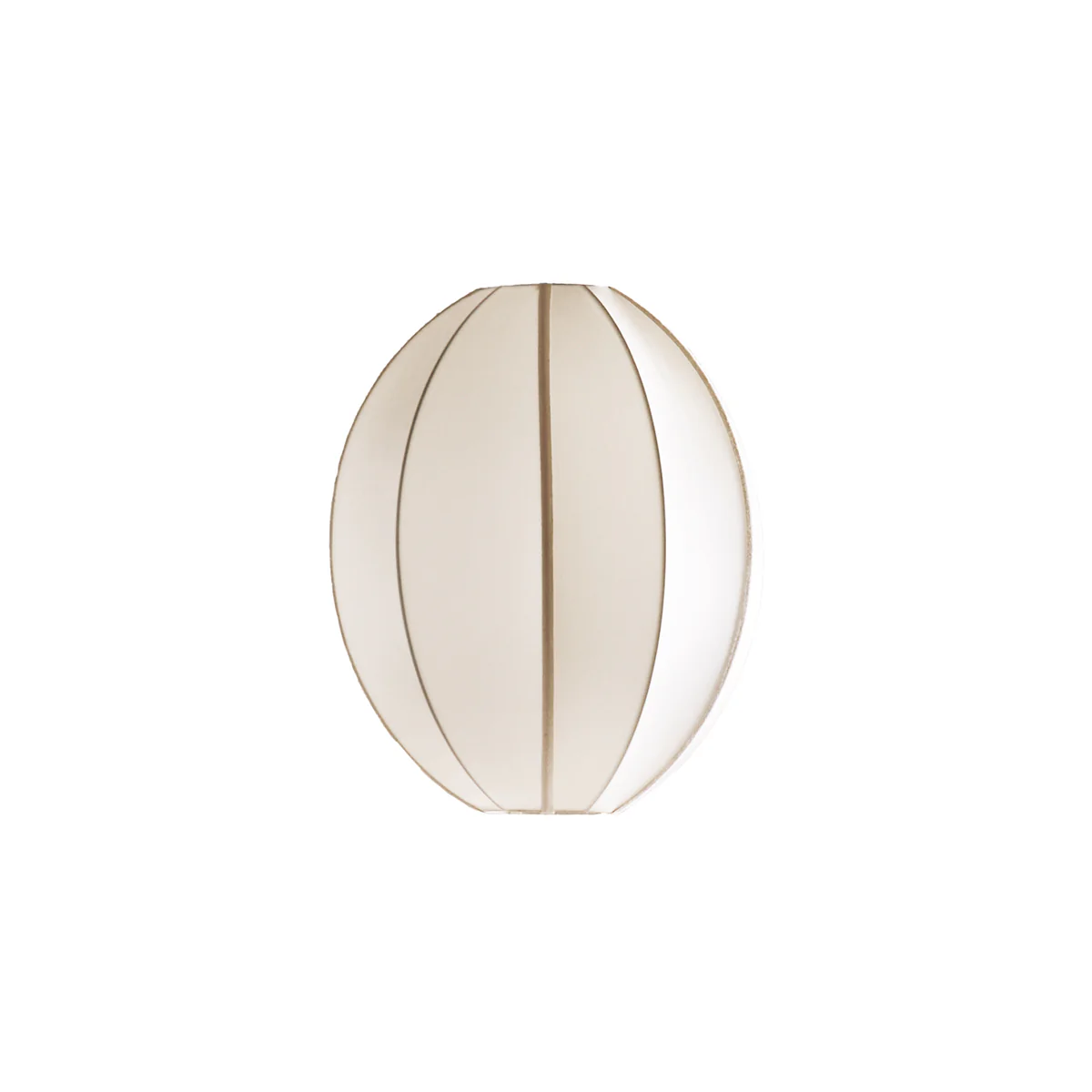 Small classic oval space pendant shade in white silk with white tape