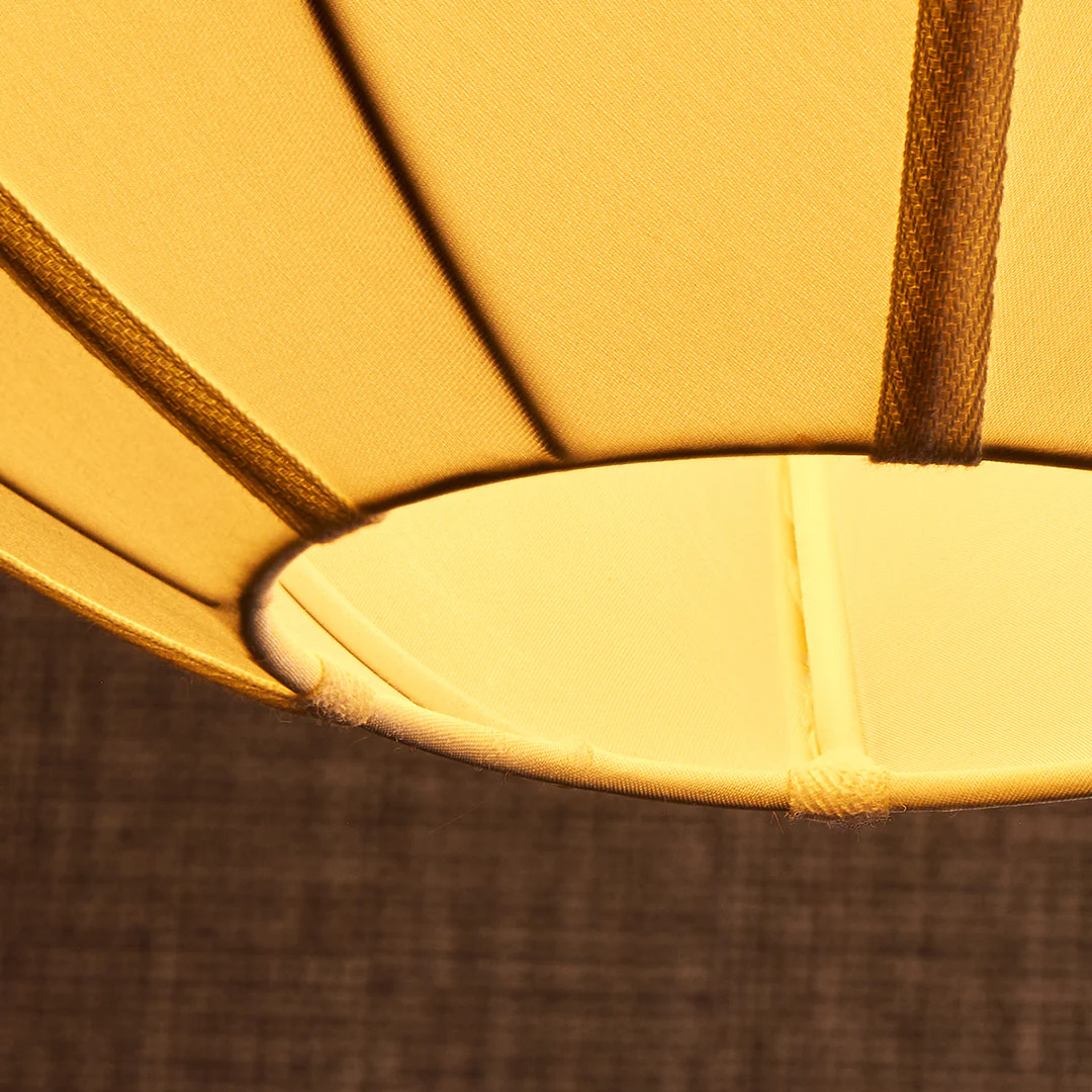 Small classic oval space pendant shade in white silk with white tape - Image 11