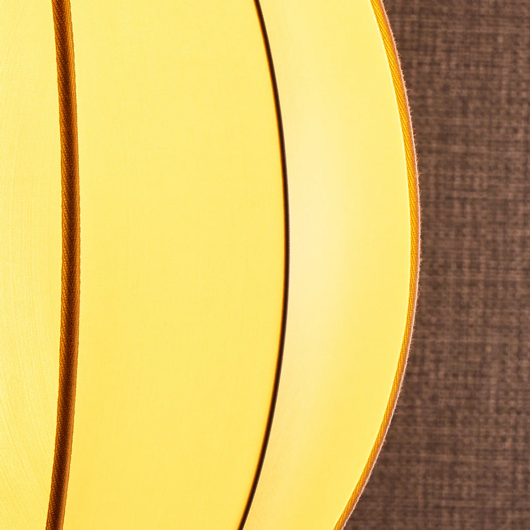 Small classic oval space pendant shade in white silk with white tape - Image 9