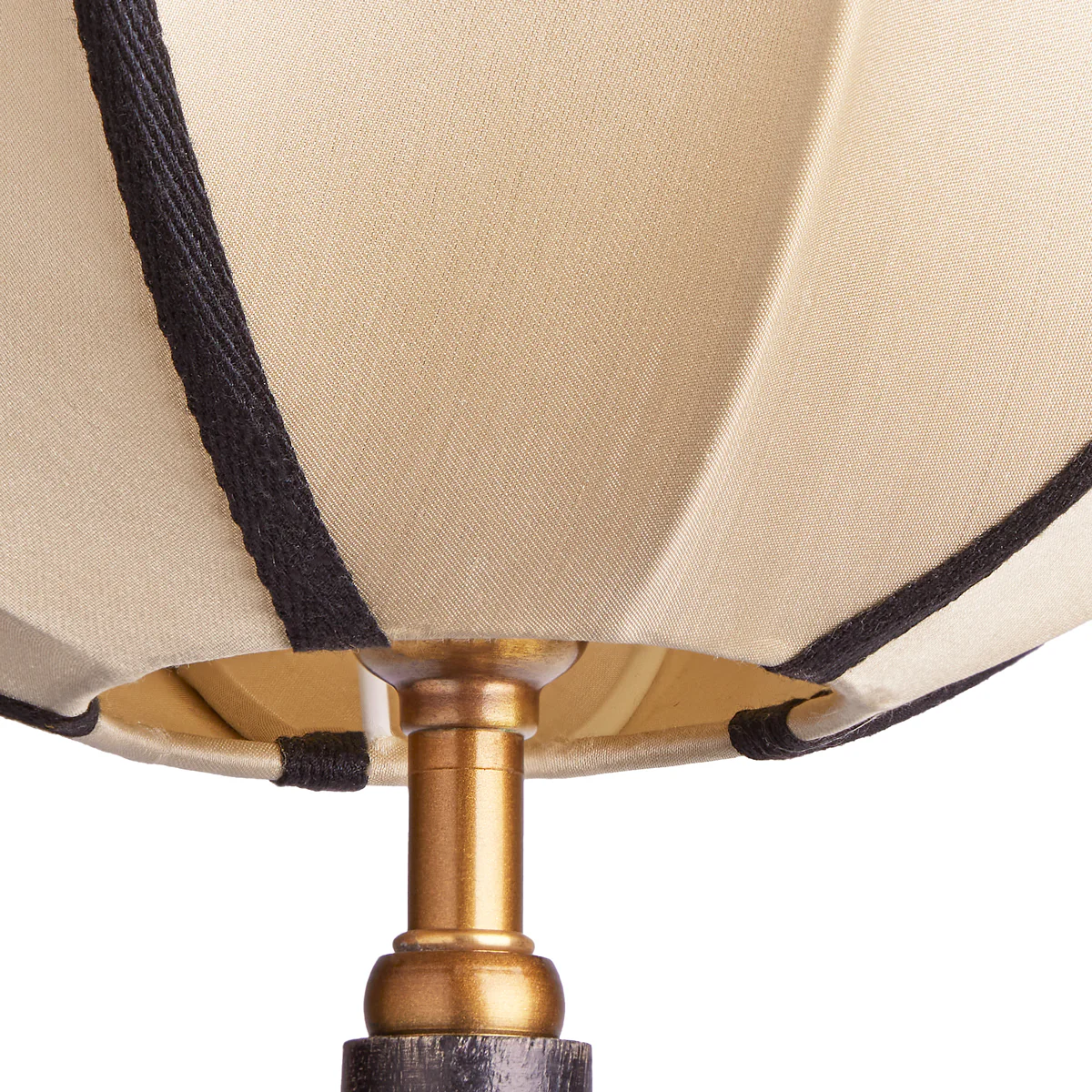 Small round space shade in taupe silk with black tape - Image 4