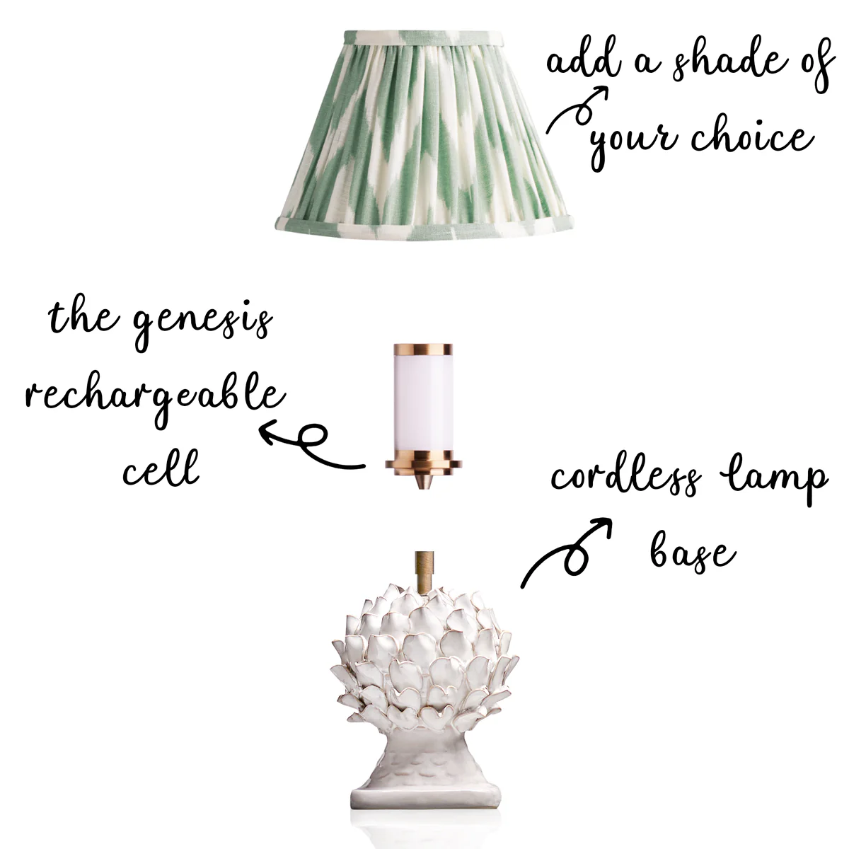 Smaller Anetta rechargeable table lamp in stone - Image 3