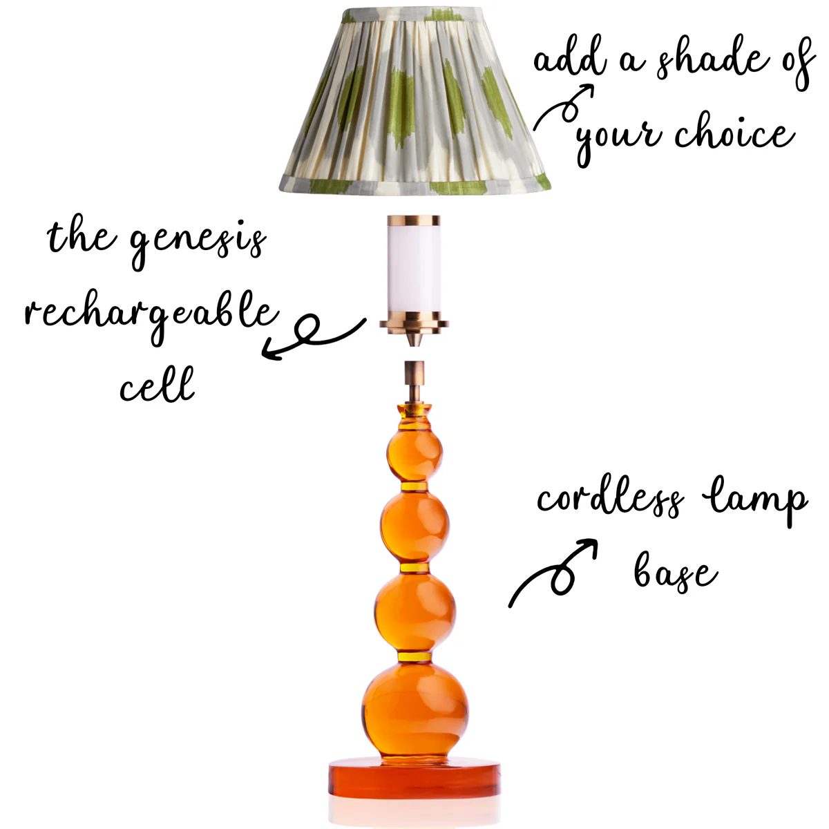 Smaller Aurora rechargeable table lamp in amber - Image 3