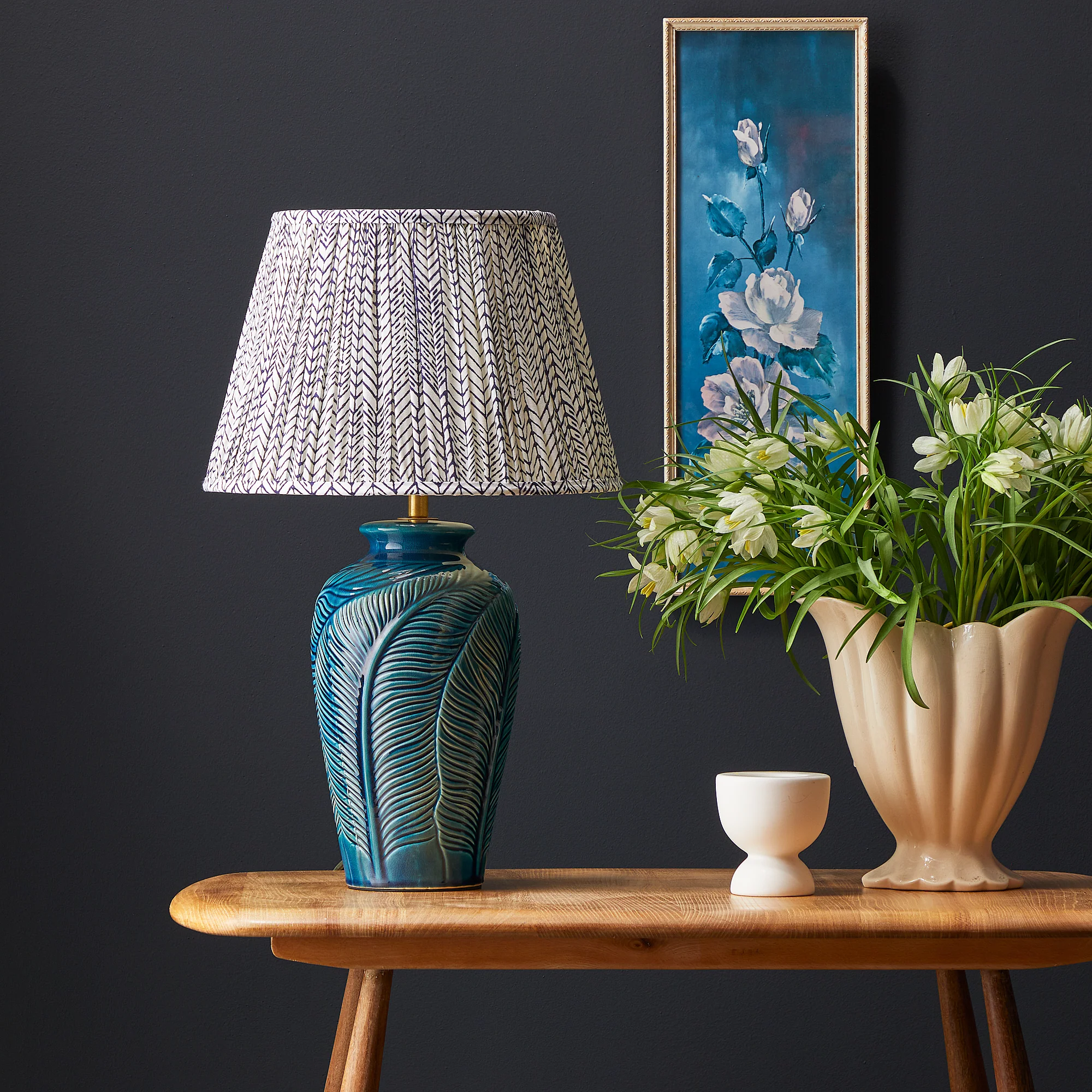 Smaller Bonello bedside lamp in blue - Image 6